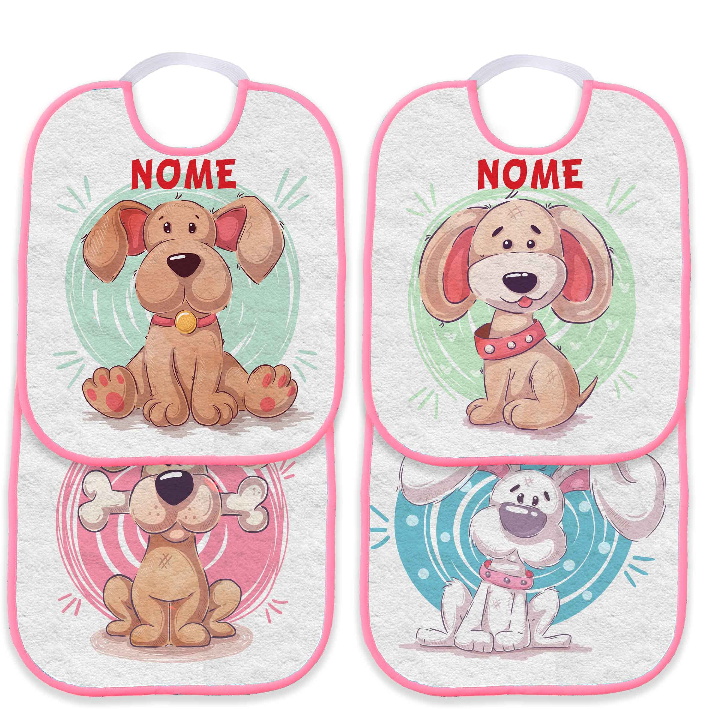 3 Bavaglini Personalizzati Con Nome - Spugna 100% Cotone, Tasca Raccolbriciole, Made In Italy - Foto 7