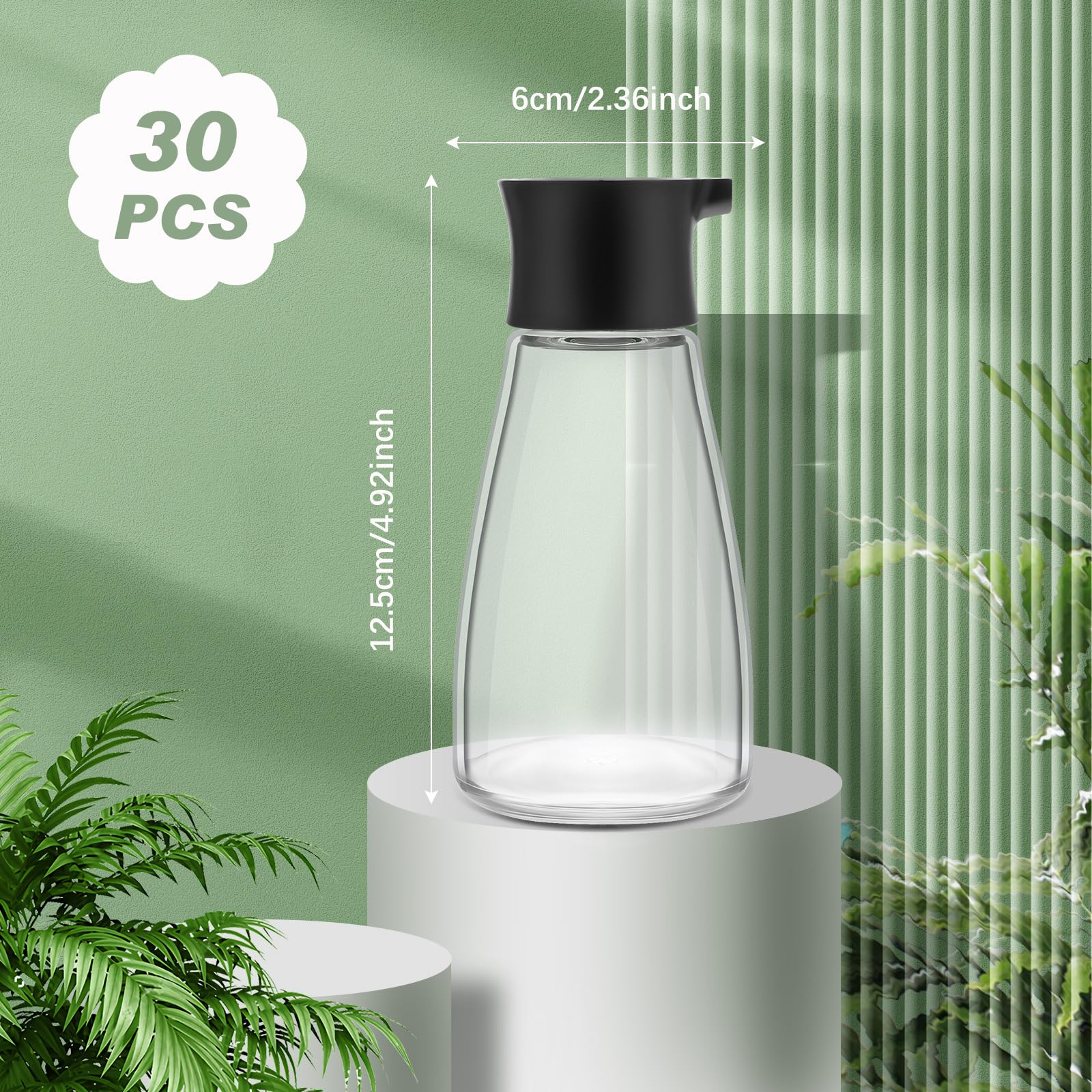 Tanlade Juego de 30 dispensadores de salsa de soja a prueba de fugas, botellas pequeñas de salsa de vidrio, recipiente de salsa de soja, botellas dispensadoras de aceite, vinagre de condimento con
