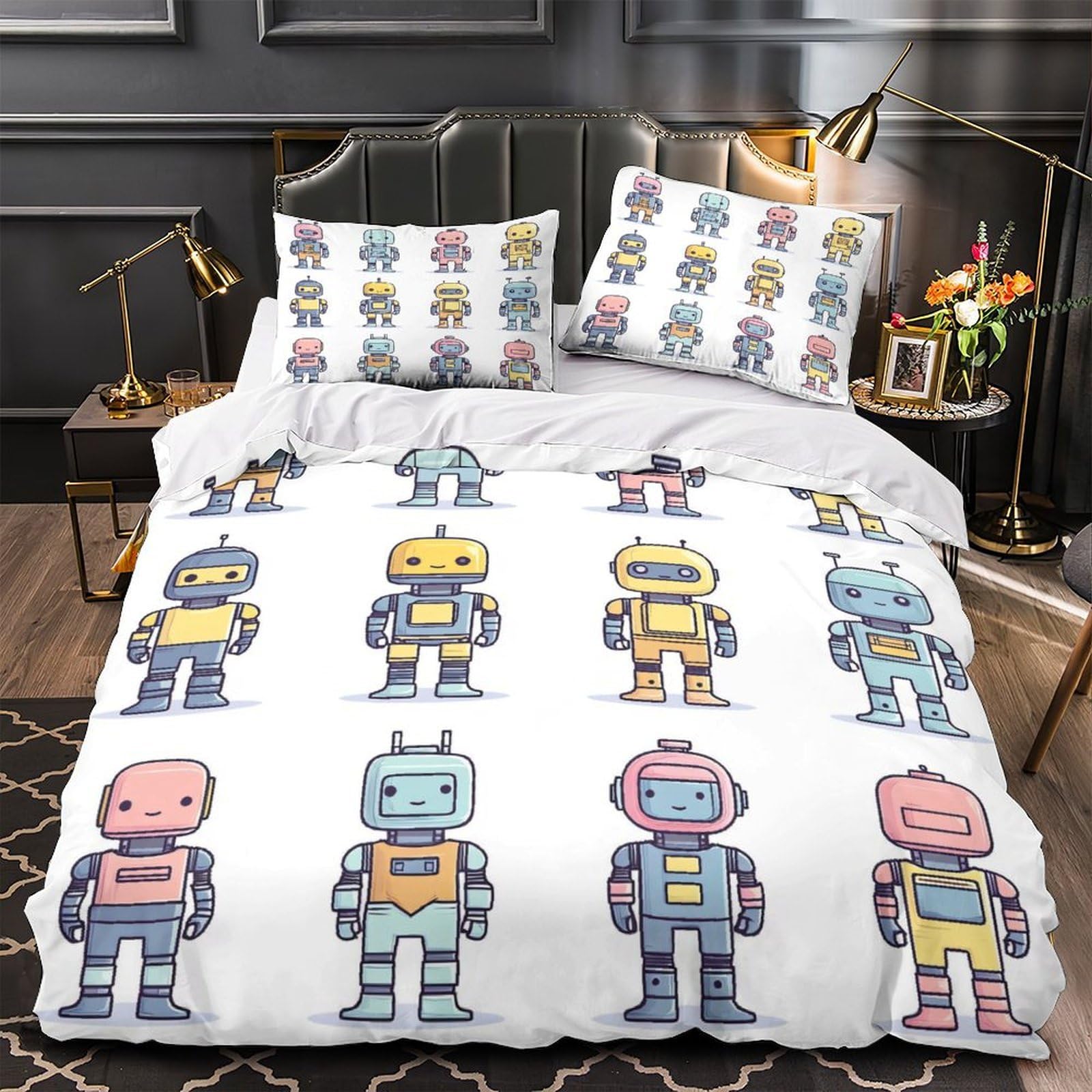 Housse de couette caravane anti-allergie en microfibre respirante et douce 260x220cm