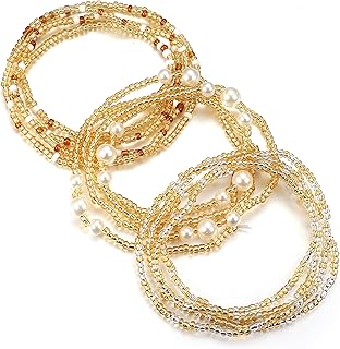 Sailimue 3 Piece Waist Beads for Women Belly Beads Elastic Chain African Waist Beads for Women Plus Size Bikini Jewelry