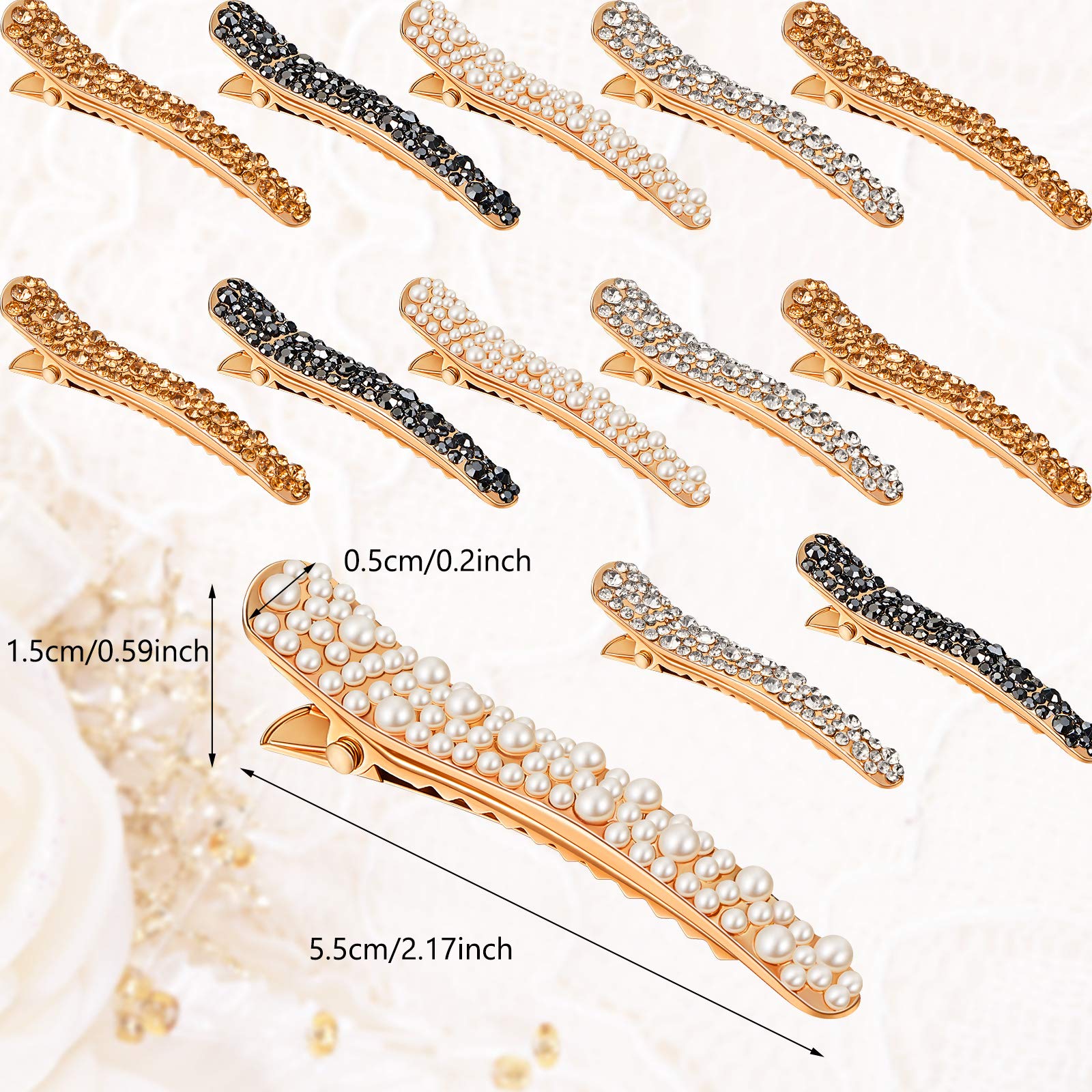 16 pinzas para el cabello con diamantes de imitación, 4 colores, horquillas de cocodrilo duraderas para mujeres y niñas, accesorios de peluquería 2