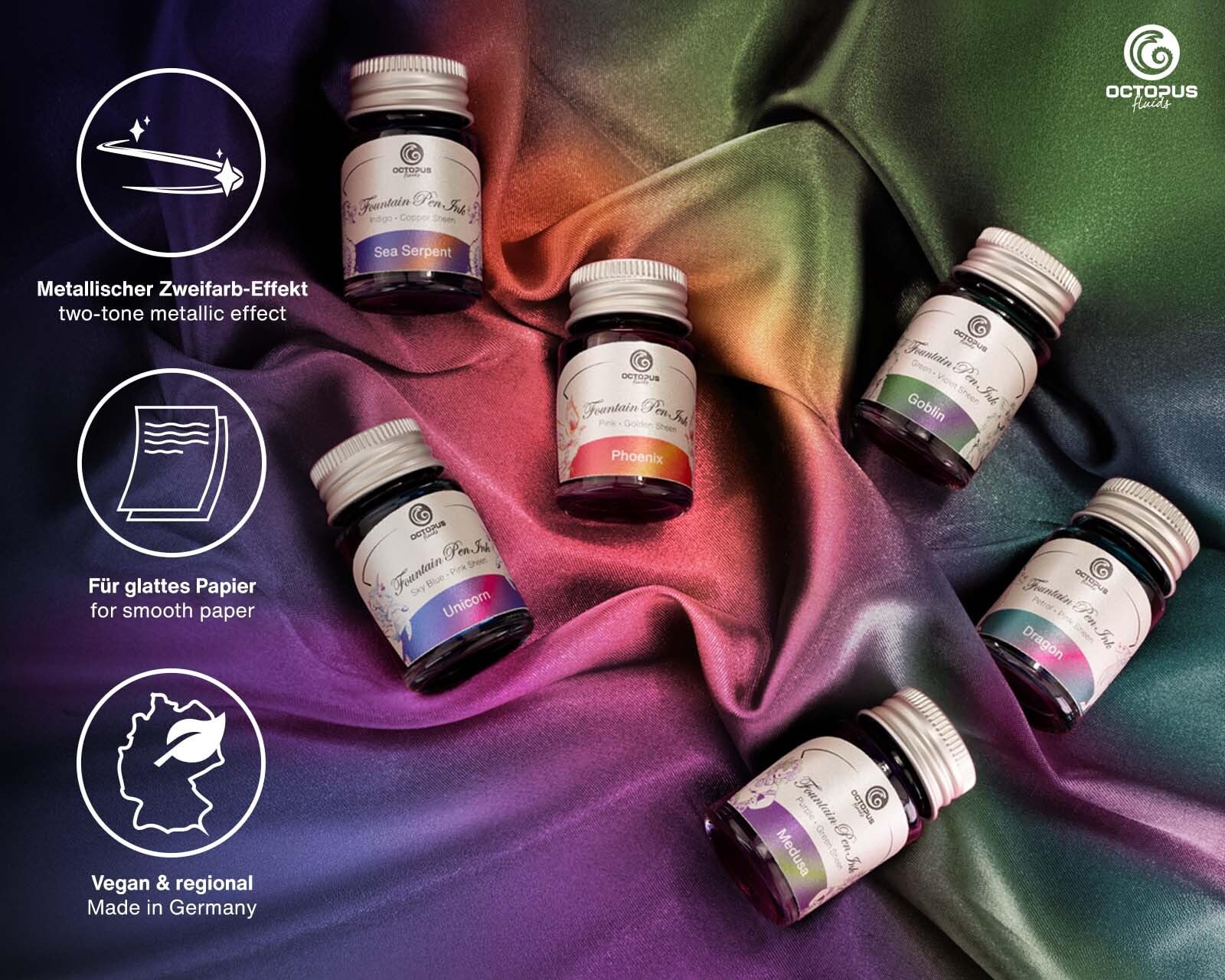 Sheen Ink Lot de 6 flacons d'encre bicolore pour stylo plume 10 ml