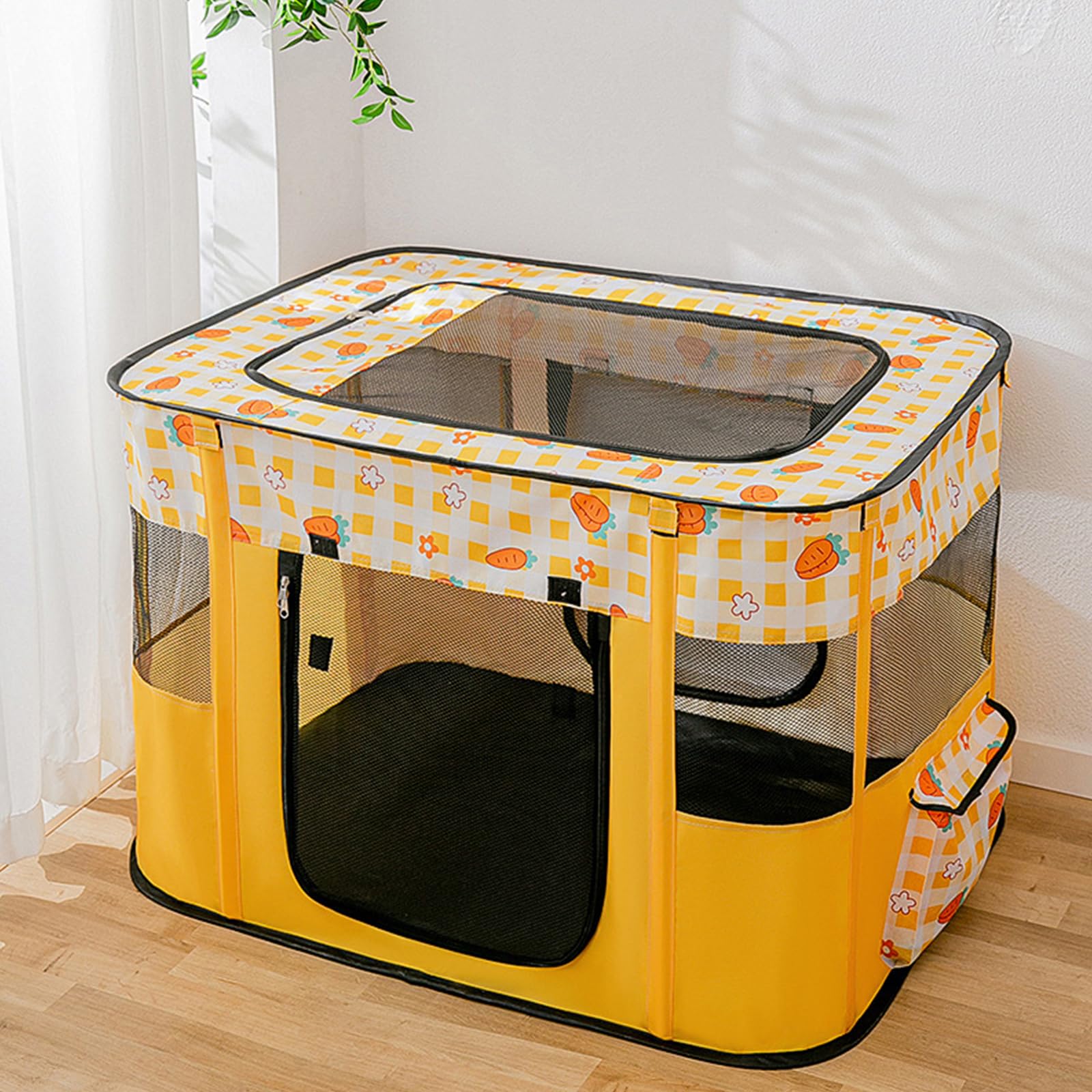 Mascota con puerta y techo para perros pequeños, corral de ejercicio para gatos, sala de parto para gatos de interior y otros pequeños