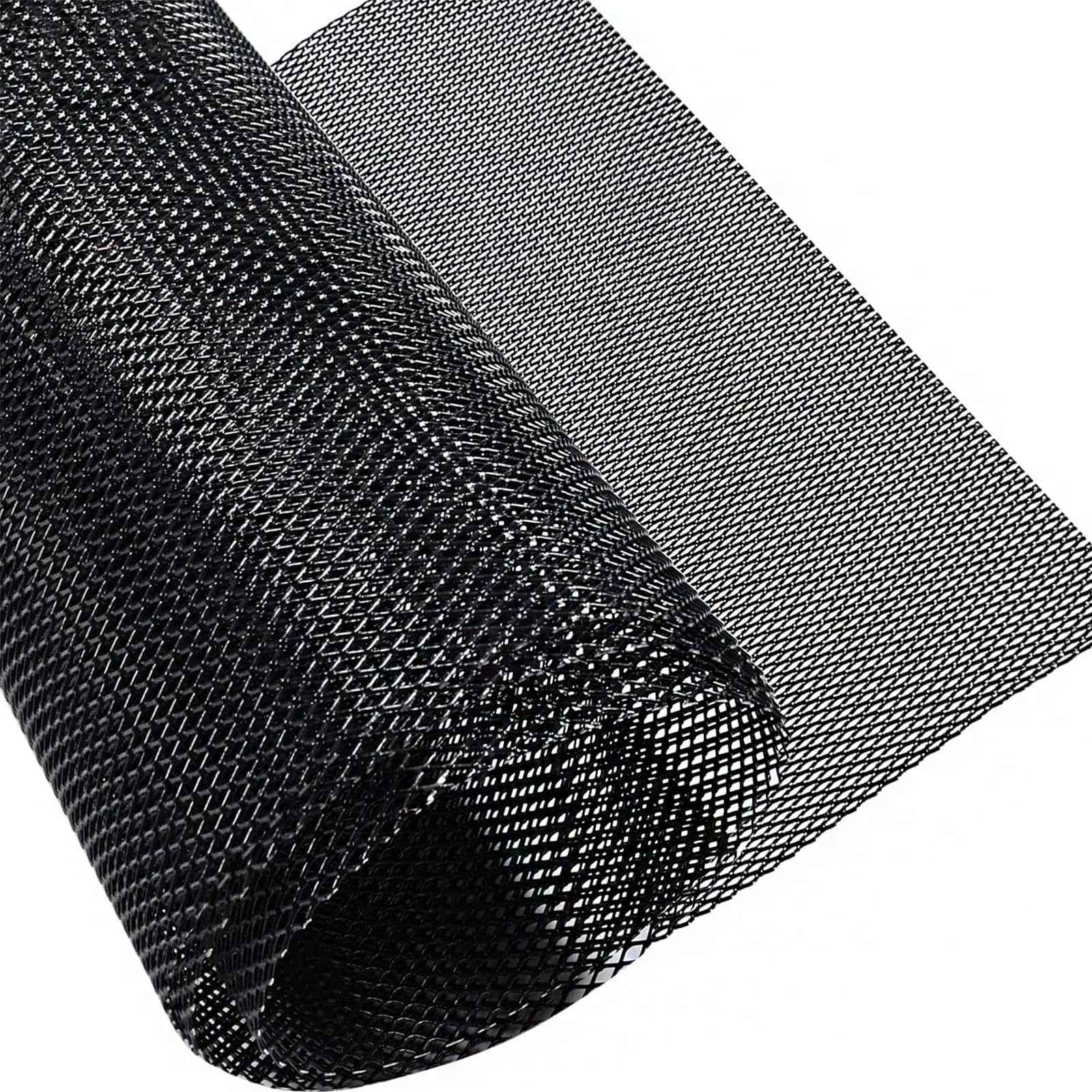 Universal Car Grill Mesh 40" x 13", Black-Painted Aluminum Alloy Automotive Grille Insert, Multifunctional Grille Mesh Roll (black, 3 x 6mm Rhombic Hole)
