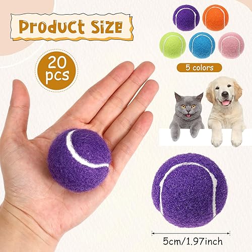 Miniatura 2 de Giantree Paquete de 20 mini pelotas de tenis para perros, pelotas de tenis pequeñas de entrenamiento de 2 pulgadas, pelota interactiva para perros,