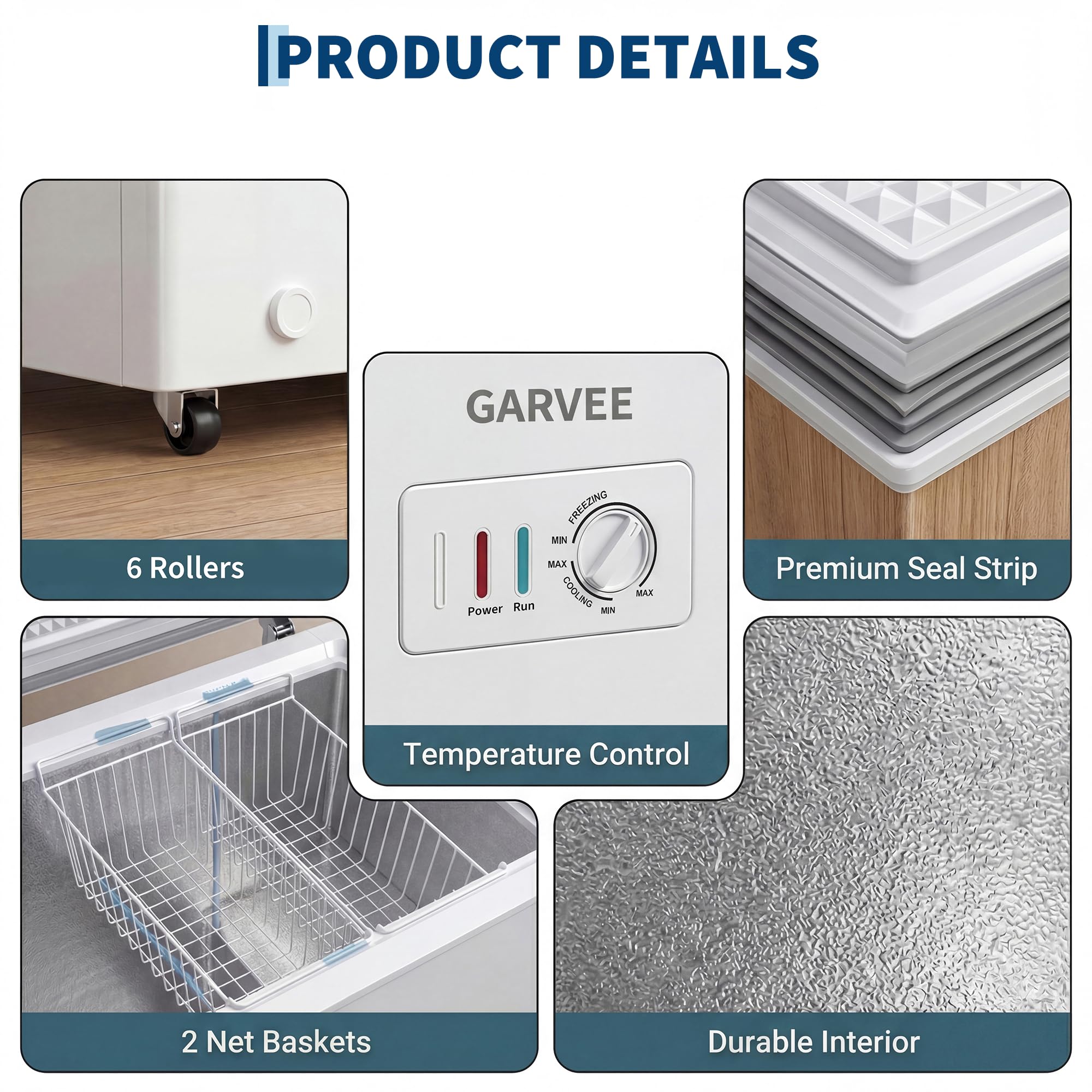 Garvee Chest Freezer, 10 Cubic Feet Large Capacity Freezer Stand Alone with 6 Movable Wheels, Mechanical Temperature Control, 2 Removable Baskets, for Garage/Home/Office, White on Fridge.com