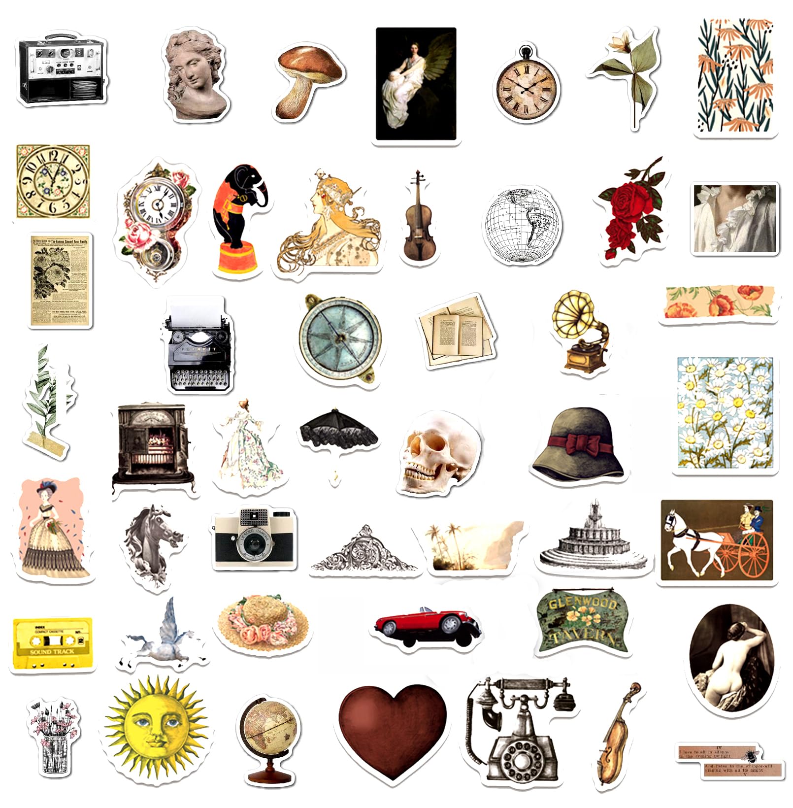 100 stuks retro esthetische stickers, diverse leuke vintage
