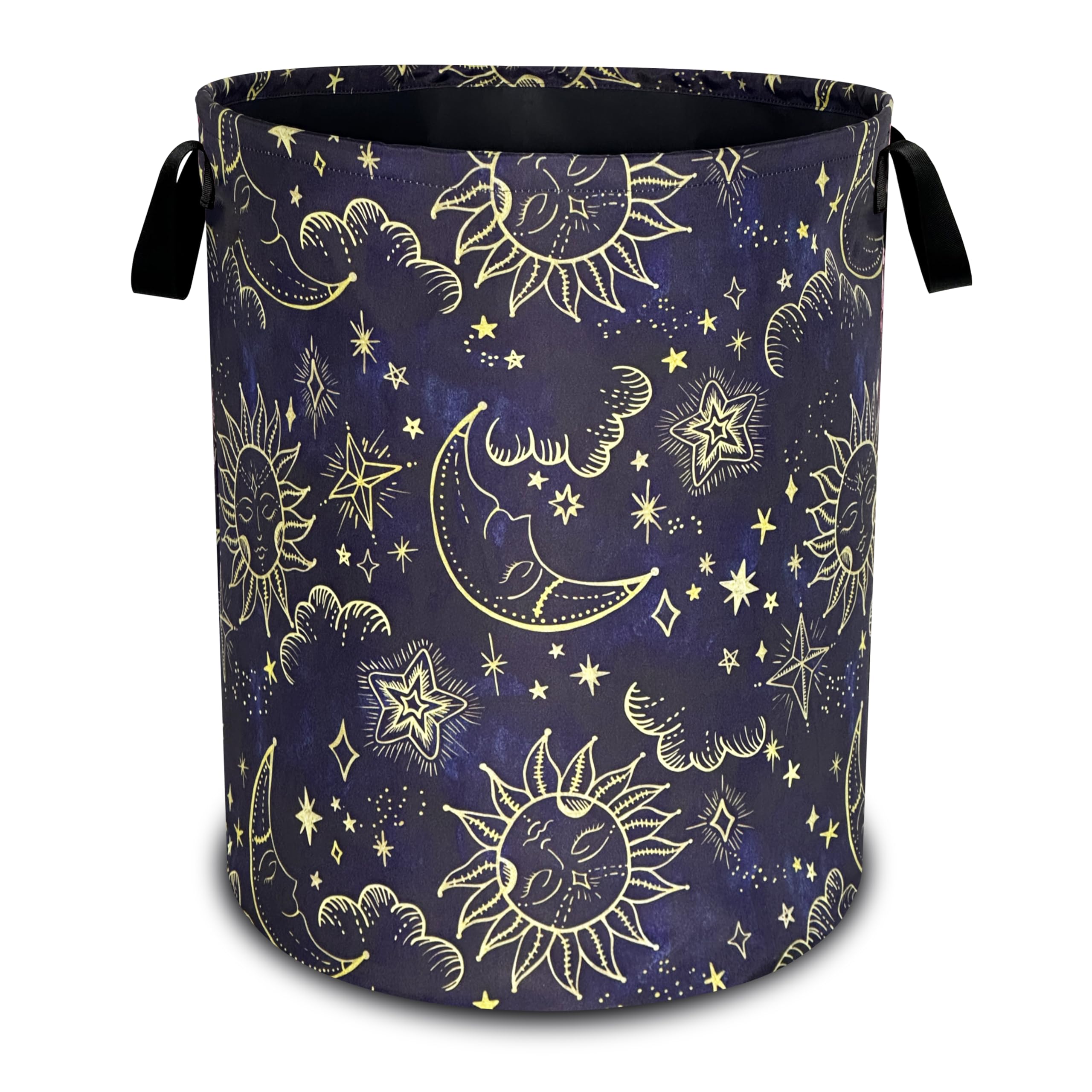 Celestial Sun Stars Moon Laundry Basket Foldable Oxford Cloth 18.9 x 16.5In