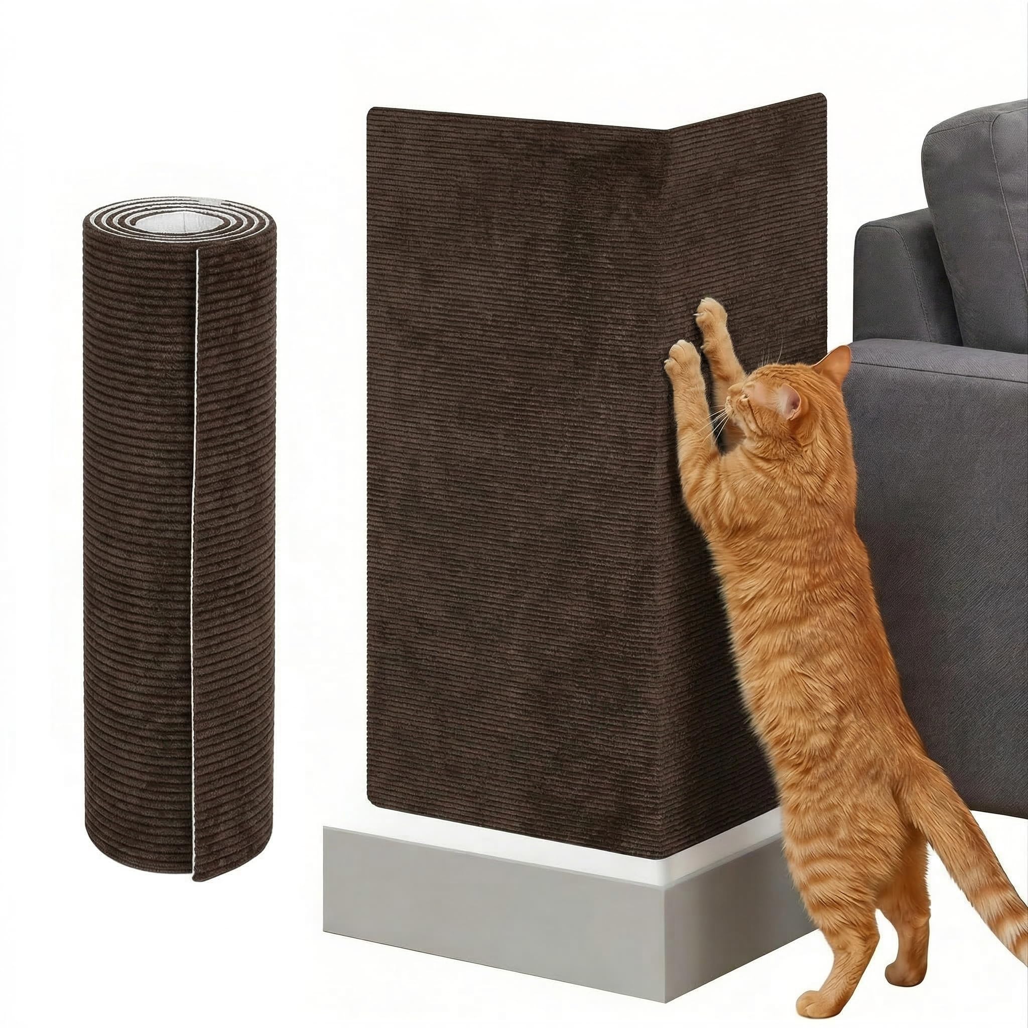 【壁保護＆爪とぎ防止】 猫 爪とぎ 爪研ぎシート つめとぎ 猫爪とぎ 爪とぎ防止シート 壁保護シート 猫用品 猫グッズ つめきりいらず 静音・耐久性 ネコ用爪研ぎマット 家具保護 多用途 猫じゃれ遊び対応(ダークブラウン 40*100cm)