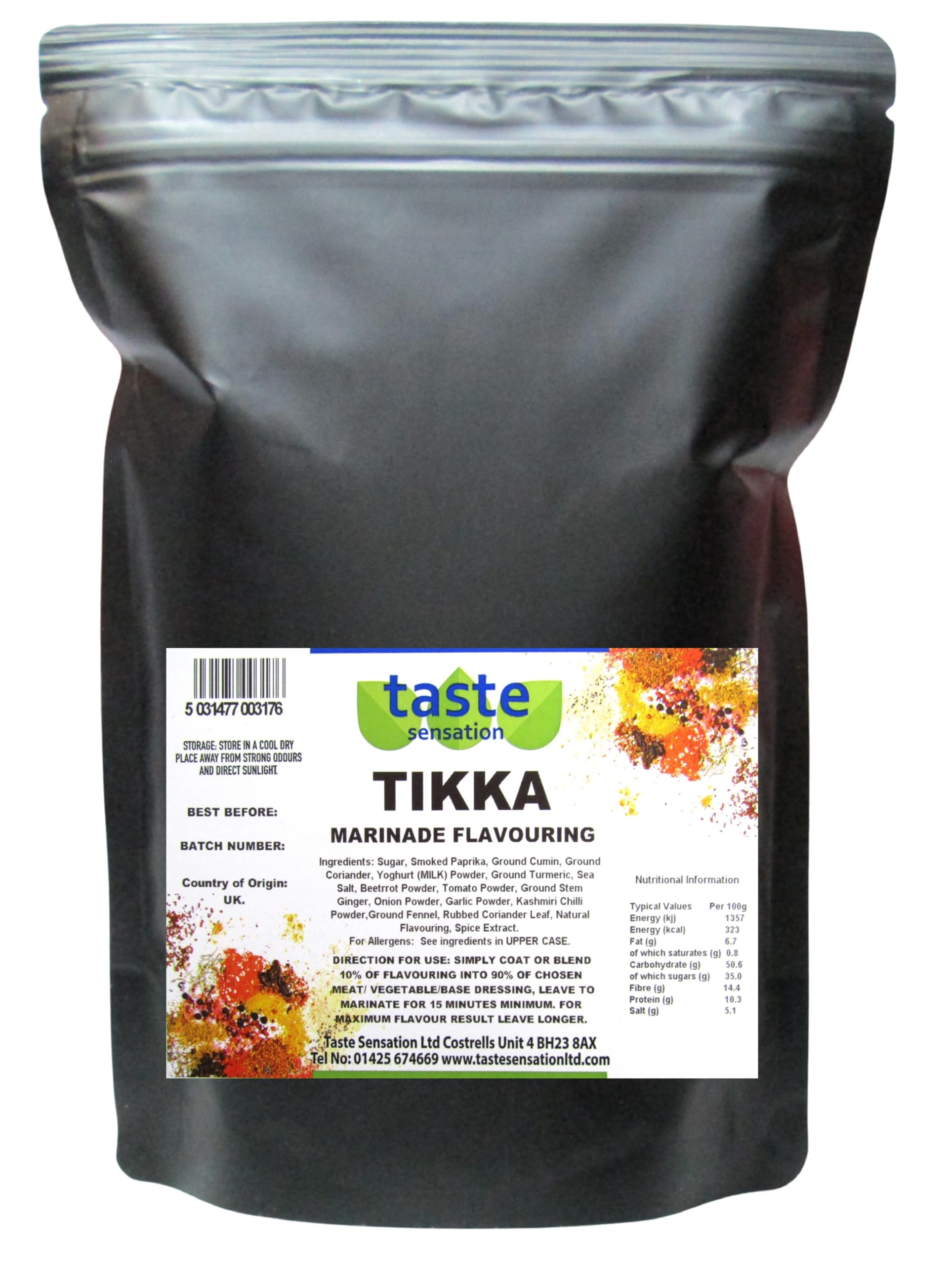 Taste Sensation Tikka Marinade, Flavouring -1kg Resealable Pouch
