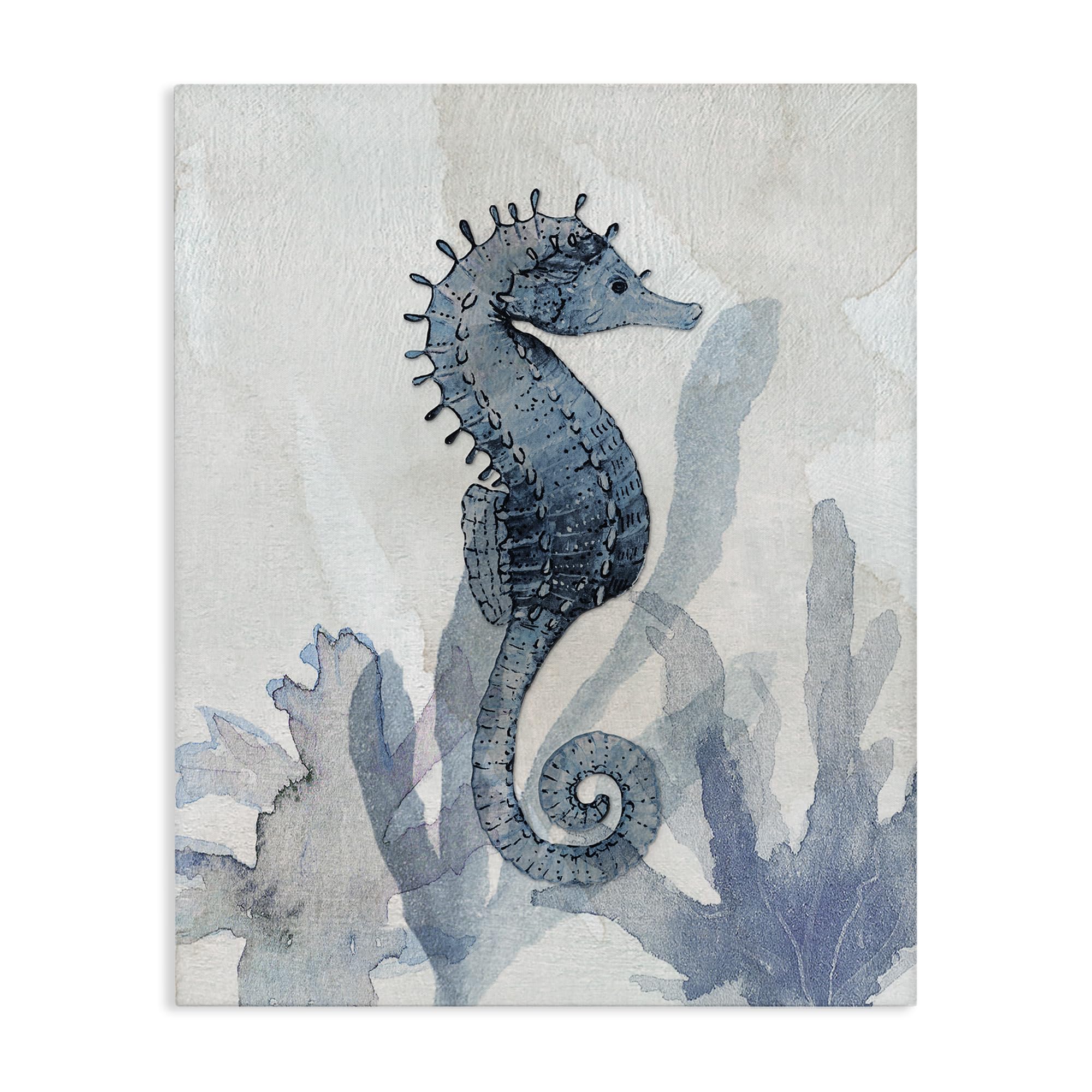 Stupell Industries Unframed Seahorse Seaweed Nautical Coastal, 16 X 20 Inch Canvas Wall Art