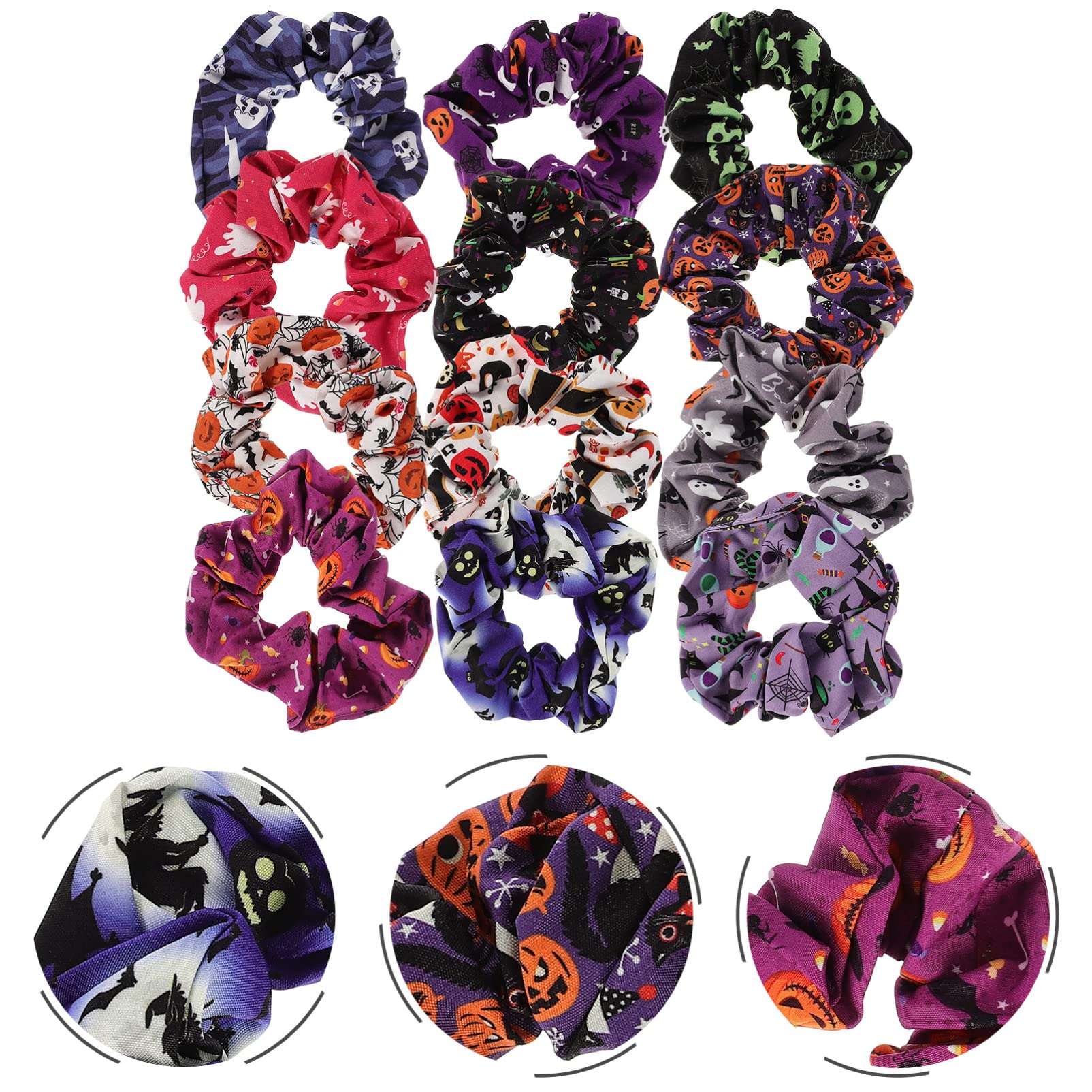 minkissy 48kawałki Gumki Do Włosów Halloween Elastyczne Scrunchie Akcesoria Do Włosów Dla Kobiet Wygodne Wiązania Kucyków i Upięć