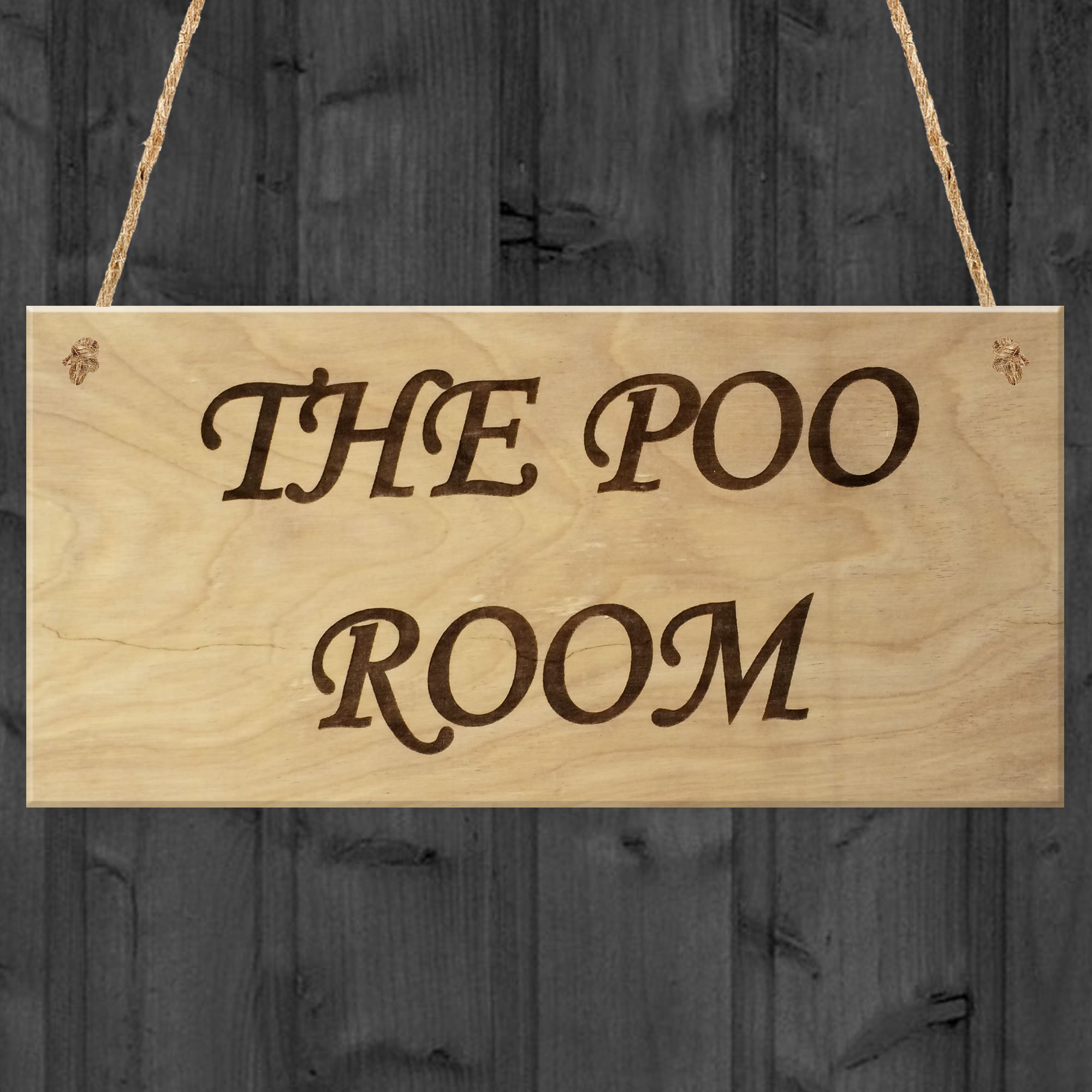 Red Ocean The Poo Room Bathroom Humour Toilet Door Funny Sign Novelty Gift Poop Wooden Plaque