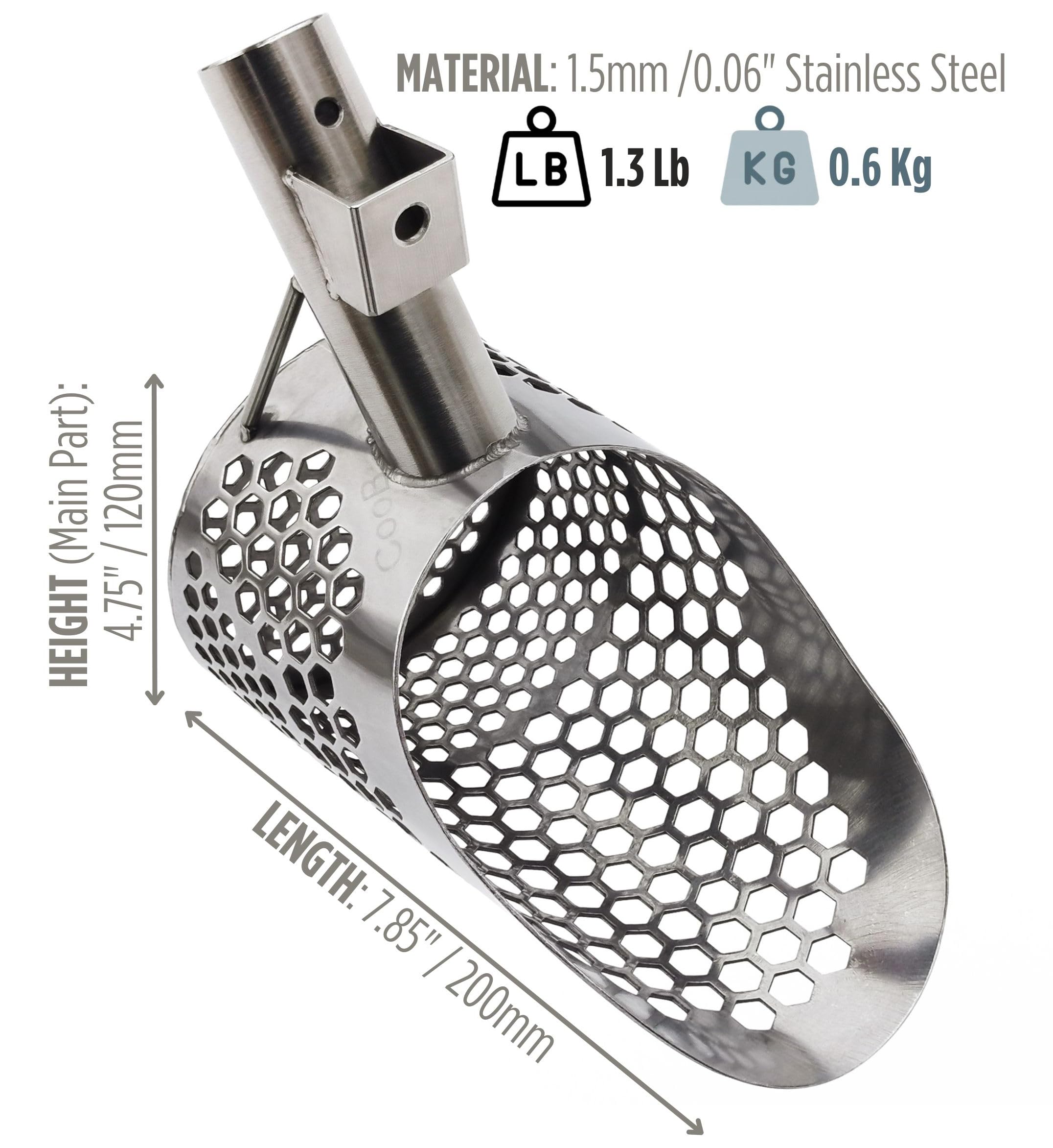 CooB Metal Detecting Sand Scoop - Stainless Steel 'Kovsh' Design For Beach Hunting