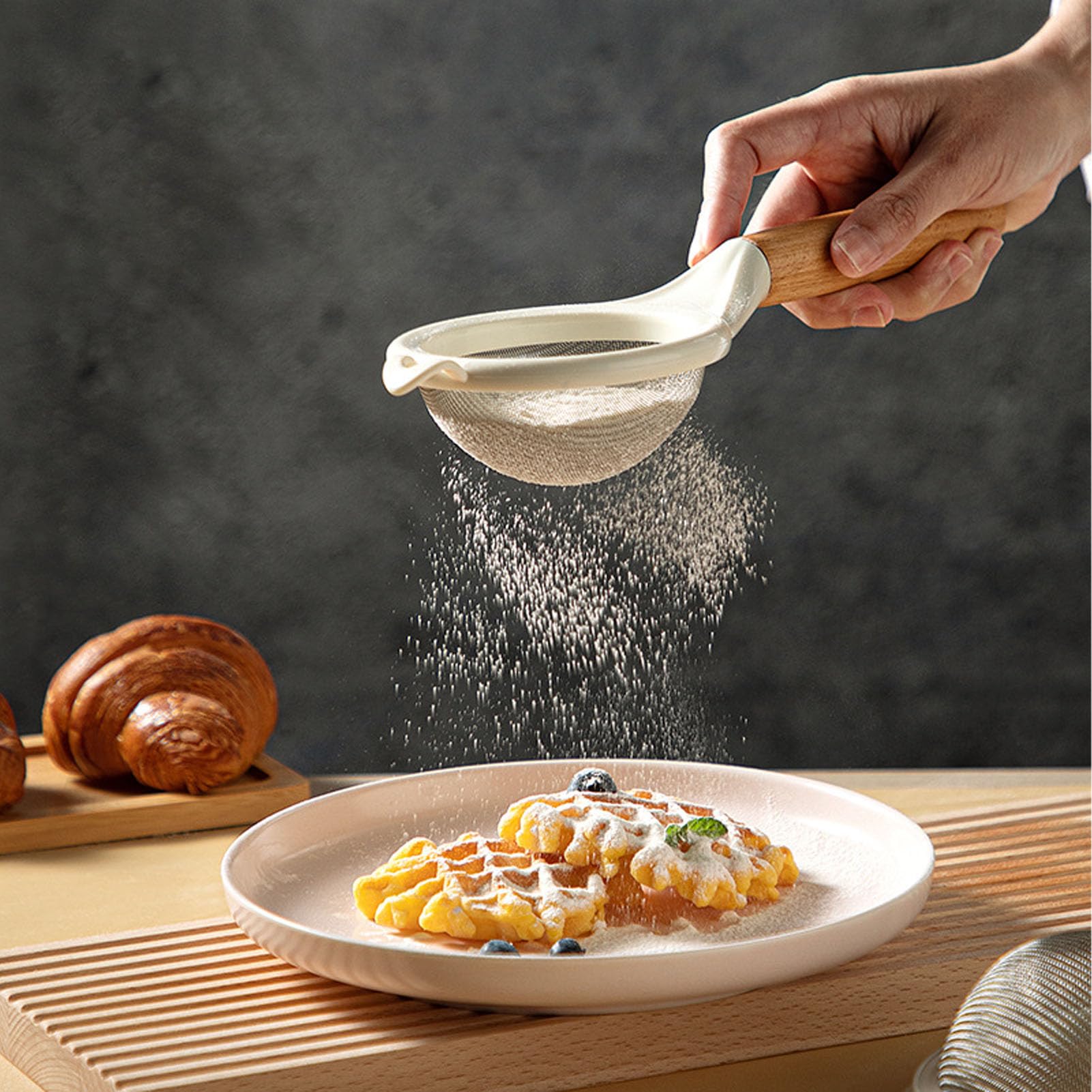 Setaccio In Acciaio Inox 10cm Con Manico Legno - Per Farina, Zuppe E Più - Foto 6