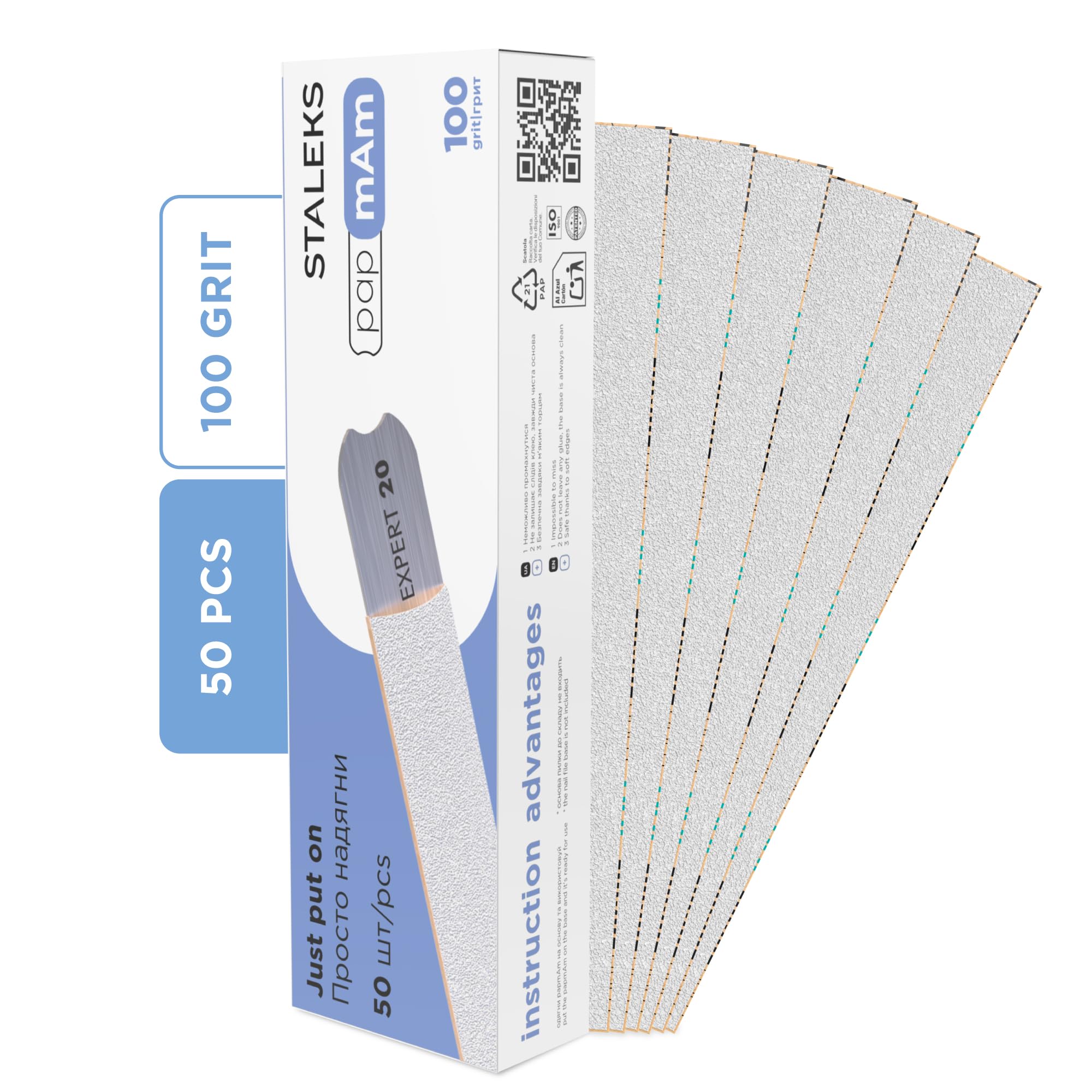STALEKS PRO Nail File Refills - 100/180 Grit -6
