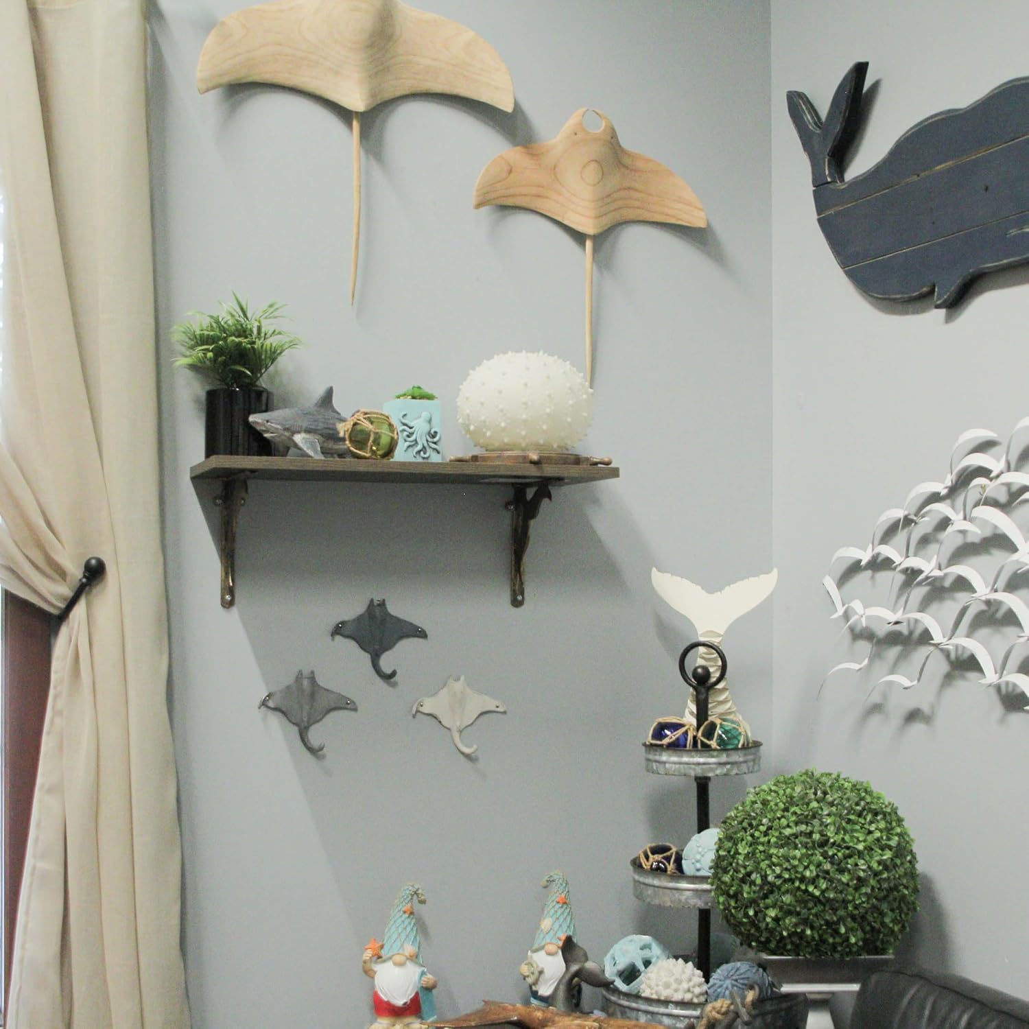 Zeckos Set of 3 Cast Iron Stingray Wall Hooks 6.25 Inches Long– Easy to Hang - Blue,Gray, White - Coastal Decor Perfection for Beach Towels, Keys or Coats - Image 6