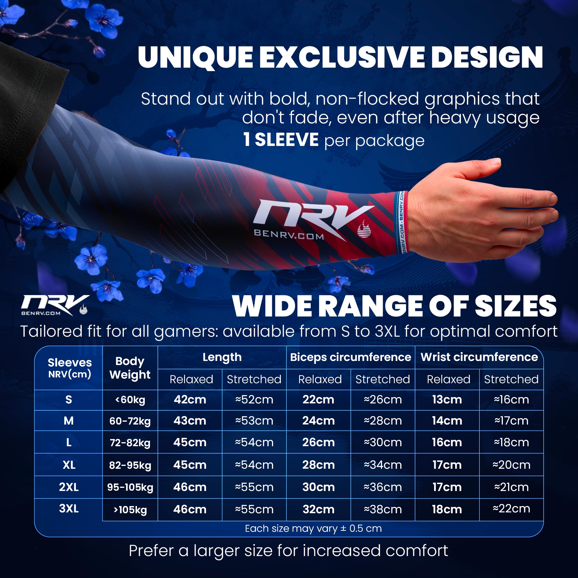 NRV Manchette de Compression Gaming - Edition France - Optimisez Votre Jeu avec Confort et Style - Conçu par des Joueurs Professionnels - Durable, Respirant et Sans Friction