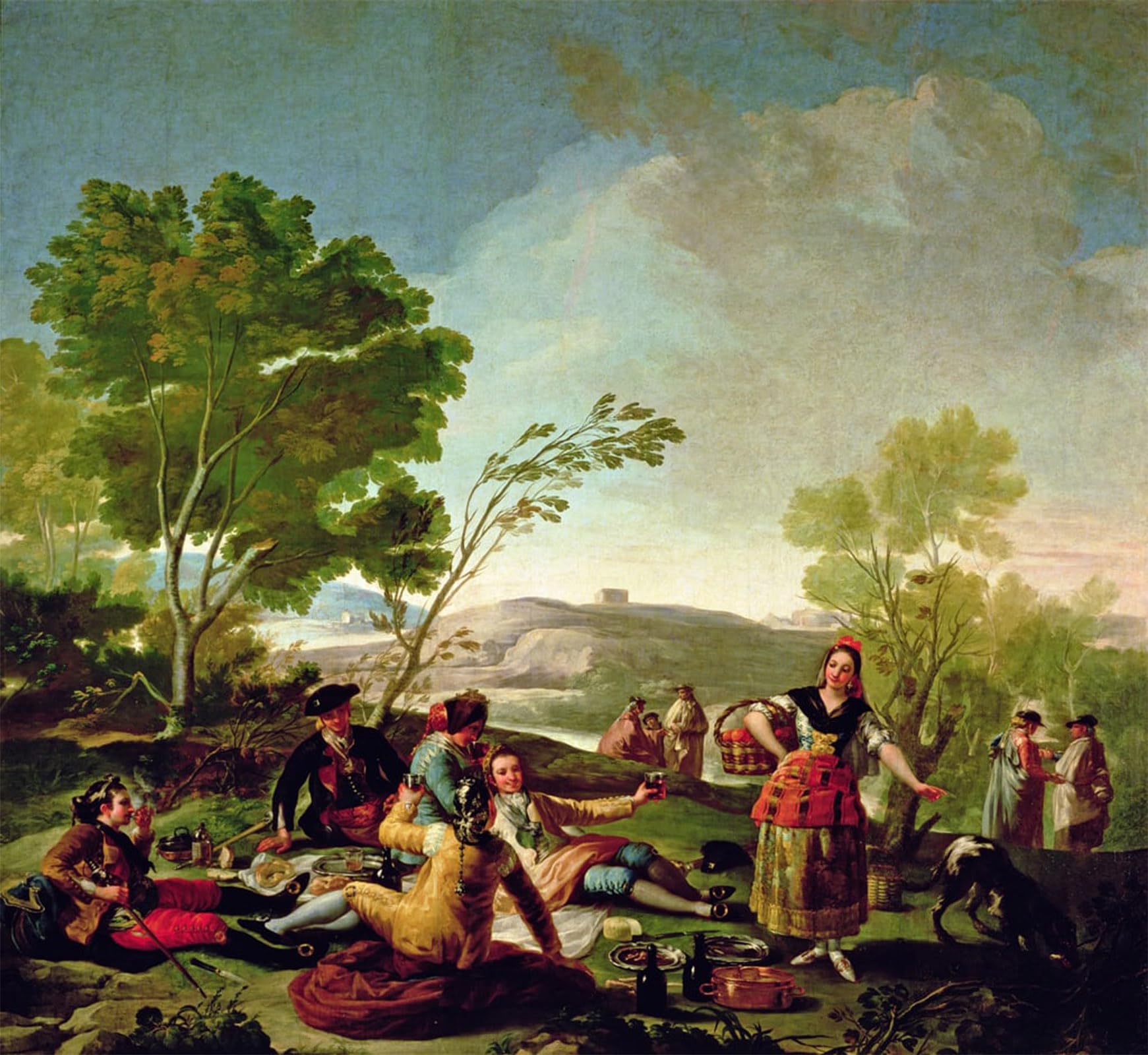 SERENDIPITP Vintage Picture Print on Canvas Wall Art Poster Meal on the Banks of the River Manzanares by Francisco De Goya Artwork Print Poster for Wall Decor 60x90cm