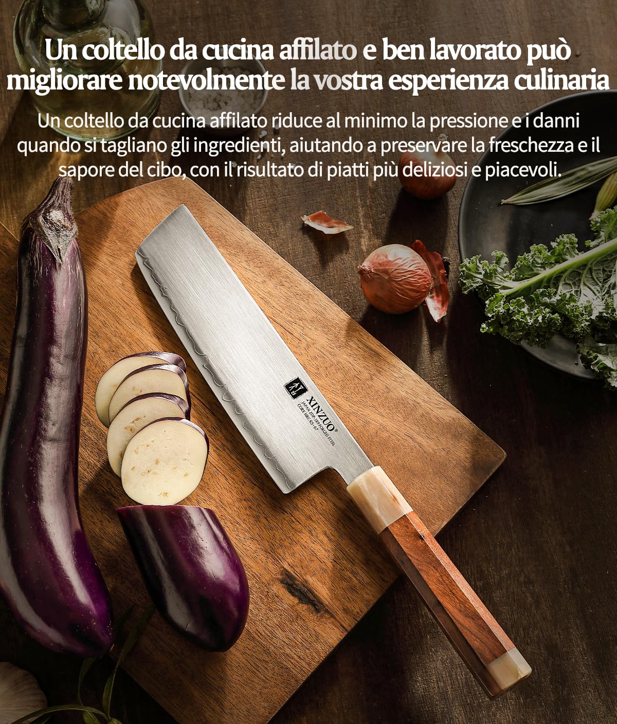 XINZUO Acciaio Giapponese Coltello Nakiri 18.3cm Coltello da Cucina, Forgiato a Mano Coltello da Cuoco Acciaio in Polvere Giapponese ZDP-189, Affilate Coltello per Verdure -Manico in Desert Ironwood