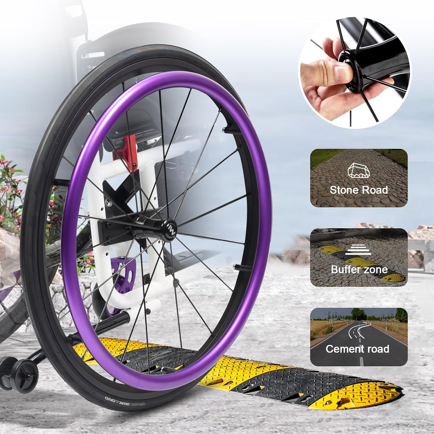 Sports Wheelchair For Adult, Folding Ergonomic Transport Wheelchairs, Self-propelled