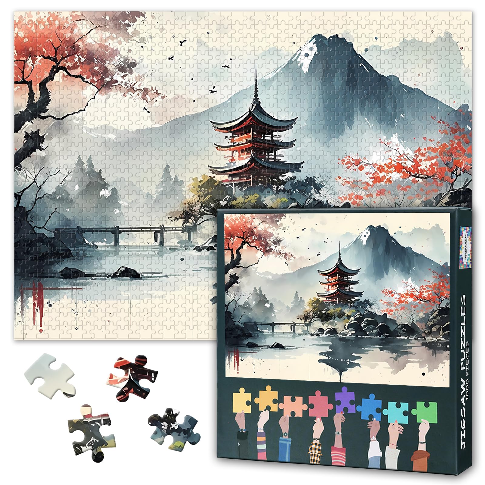 Mount Fuji 1000 Piece Puzzle for Adults - Japanese Landscape Jigsaw Puzzles 1000 Pieces - Temples in Japan Challenging Puzzles for Adults, Families 27.5" x 19.6"/70 * 50cm — image 1