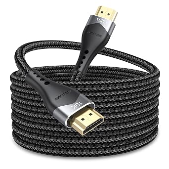 HDMI Cable 8FT 10K 8K 4K, HDMI 2.1 Cable 48Gbps Ultra High Speed HDMI Braided Cord 8K@60Hz, 4K@120Hz, eARC, HDR10+, HDCP2.3 for PS5/PS4, Xbox, Monitor, HDTV, Roku TV, Laptop, Projector