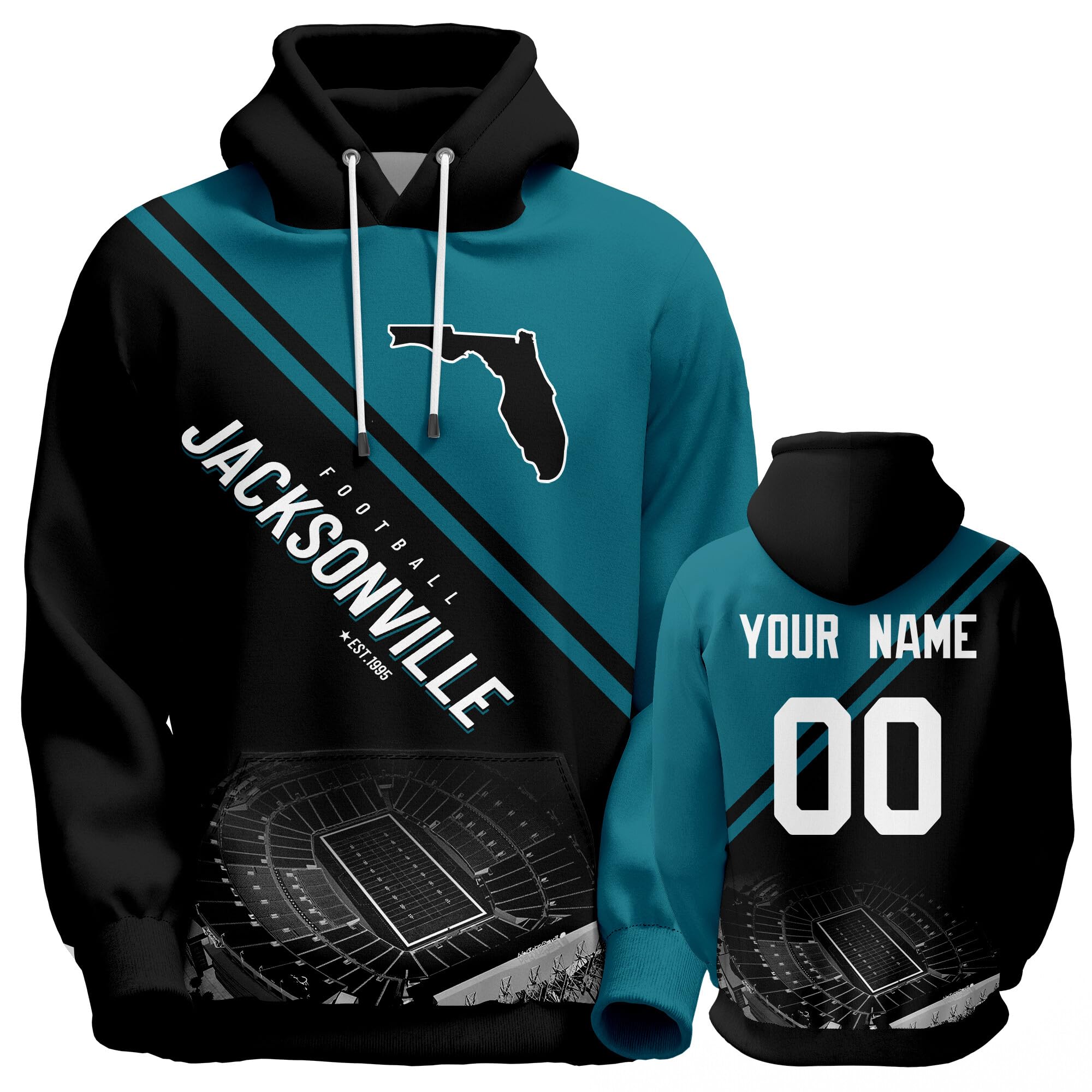 Hbrvtoc Custom Football City Map Stadiums Hooded Sweatshirt Hoodies Personalize Name Number Fans Gift for Men Women Youth