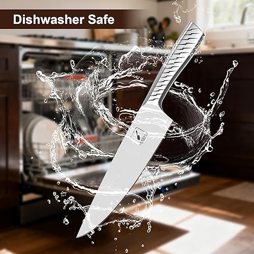 Miniatura 4 de imarku Juego de cuchillos de cocina de acero inoxidable de alto carbono con afilador integrado, apto para lavavajillas, mango ergonómico