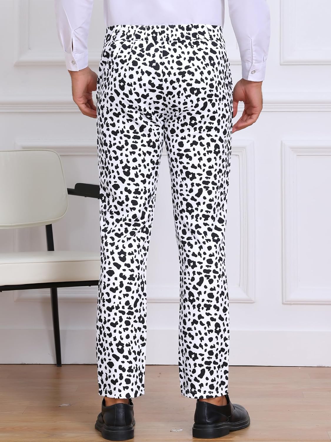 Lars Amadeus Leopard Pattern Pants for Men's Formal Night Out Animal Print Dress Pants
