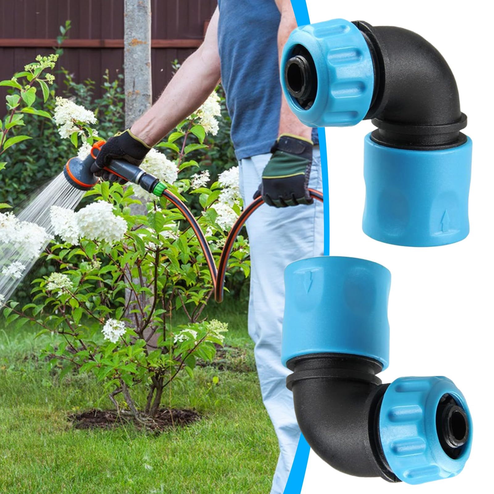 Raccordo Tubo Di Irrigazione, Parti Di Tubo Di Irrigazione, 2 X Divisore Rapido Rubinetto Acqua Con Ugello Ad Angolo Di 90 Gradi Per Di Irrigazione Prato Cucina