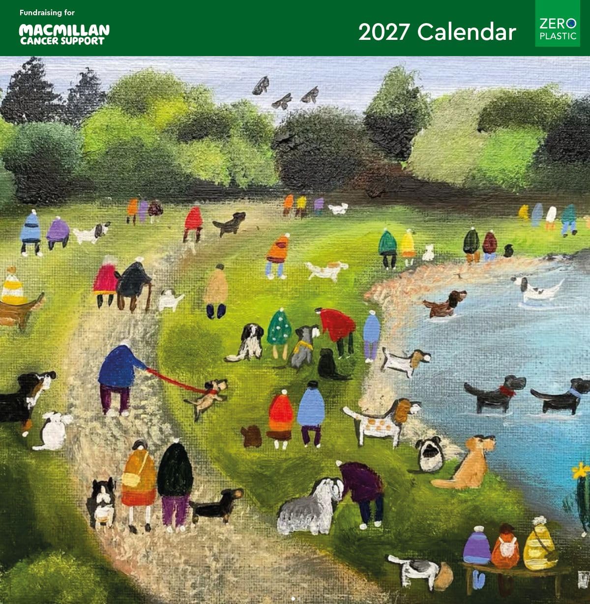 Museums & Galleries Dog Artwork 2027 Calendar - Month to View Macmillan Cancer Support Charity Wall Calendar UK - 2027 Wall Planner and Personal Organiser for Home and Office