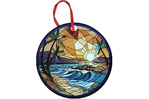 Laser Touch One: A Vibrant Stained Glass Ornament Captivating Ocean Waves