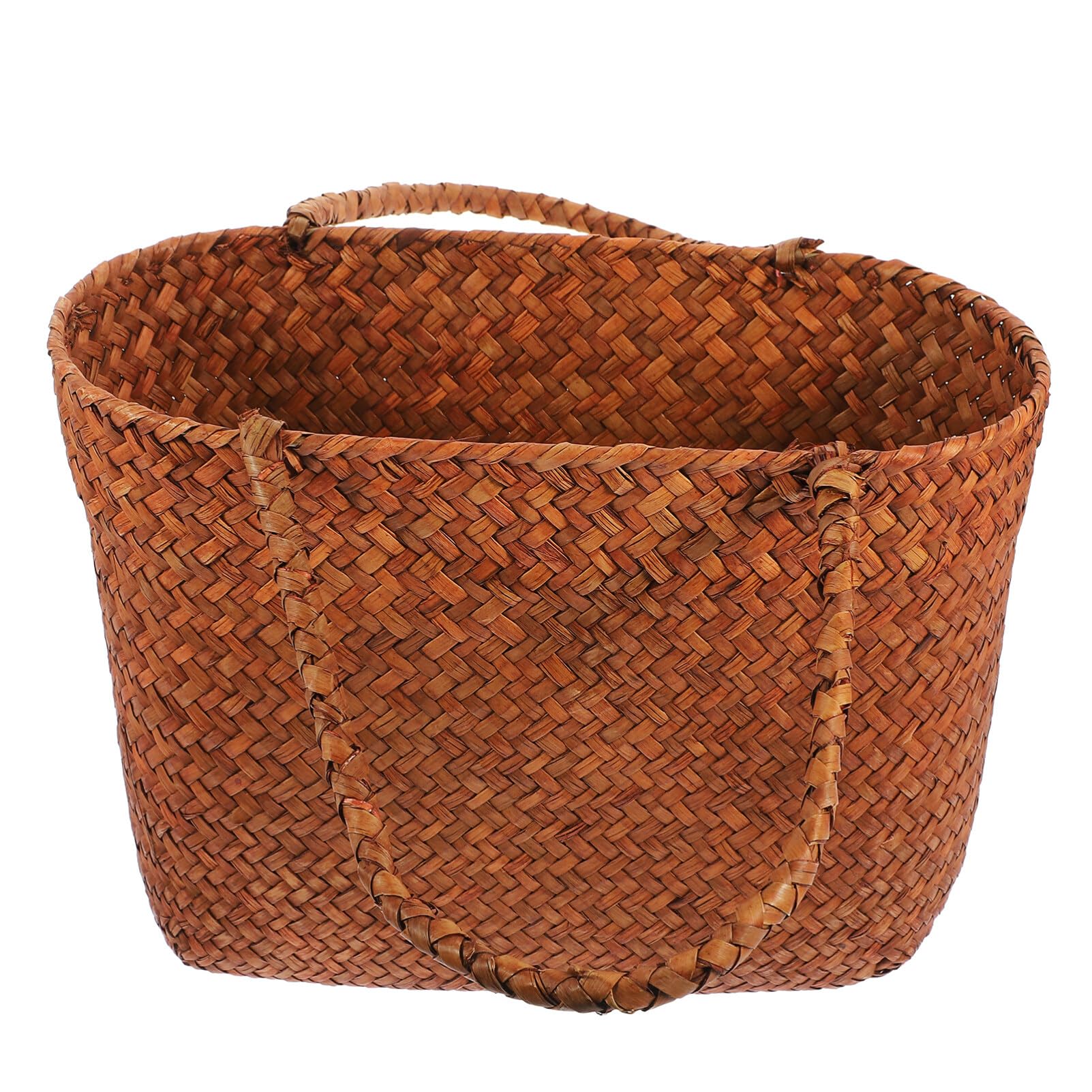 OFFSCH Woven Candy Basket French Market Basket Storage Woven Basket Woven Straw Bag Laundry Hamper Straw Woven Basket Straw Tote Beach Tote Woven Basket with Handle Food Shopping Handheld