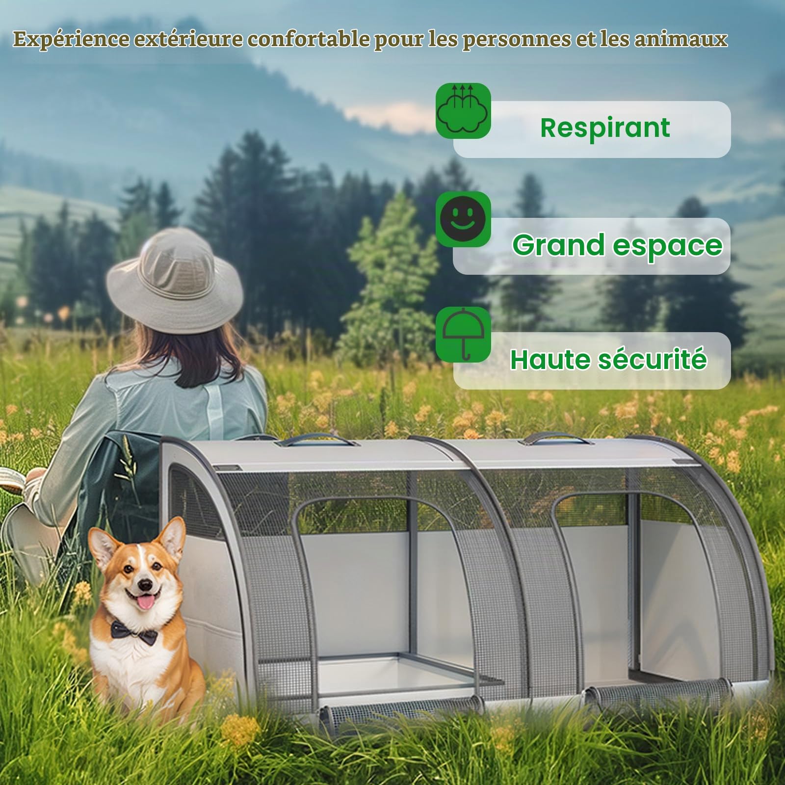 Siège auto pliable pour 2 chats ou petits chiens, siège auto étanche pour chien pour le dos, caisse de transport pour chats lavable pour pique-nique, voyage, tourisme 100X50X50