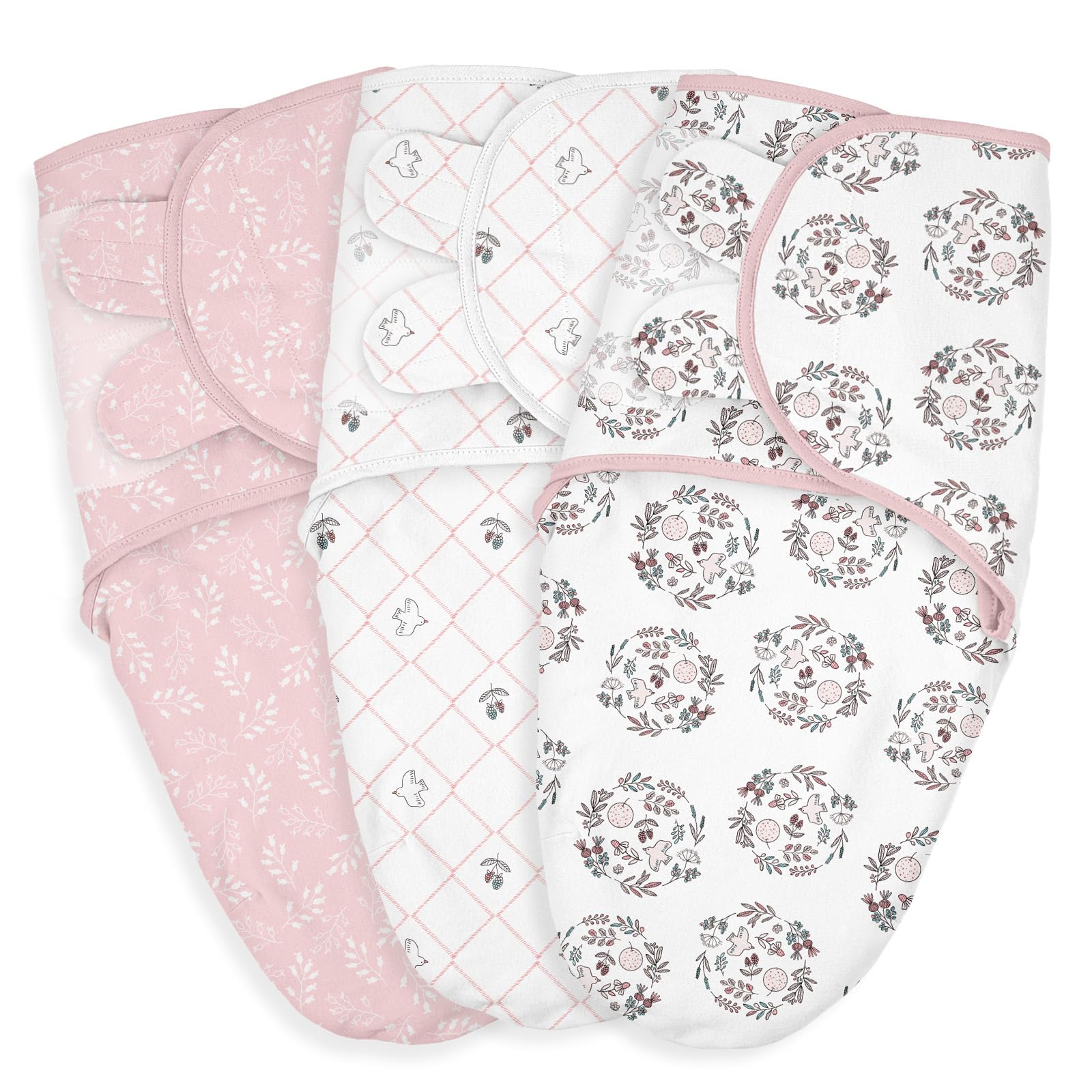 Baby Swaddle Sleep Sack 3 Pack, Organic Cotton Newborn Swaddle Wraps for 0-3 Months, Adjustable Wings, Breathable Soft Swaddling Blankets for Infant Boys Girls, Baby Sleep Essentials