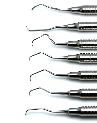 Miniatura 4 de New Premium INSTRUMENTS Gracey Curettes 12-1314 - Juego de 7 instrumentos de doble punta con mango hueco