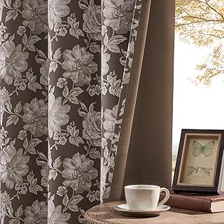 Vintage Floral Curtains 84 Inches Long 2 Panels Room Darkening Curtains ...