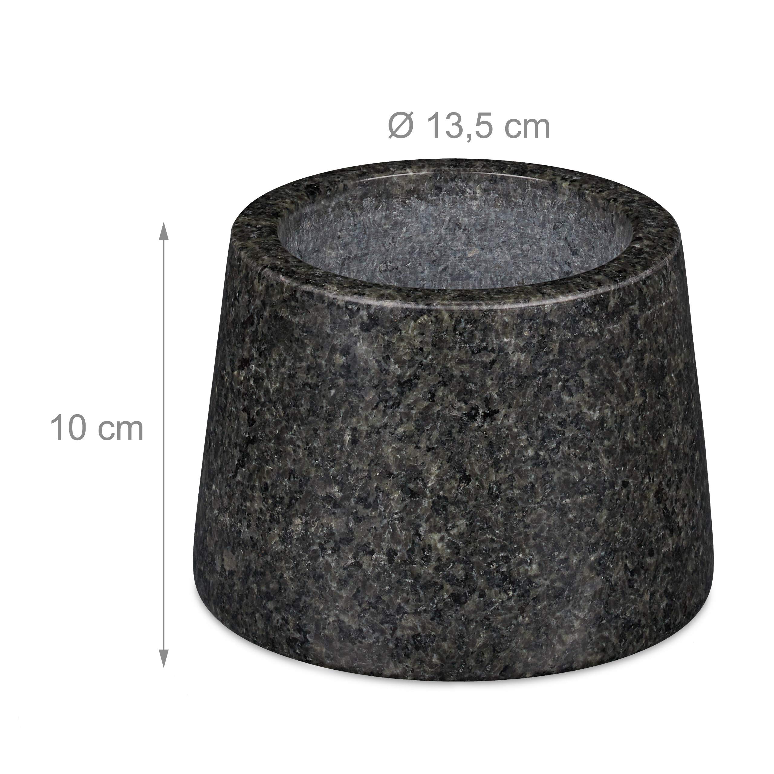 Relaxdays Moździerz granitowy polerowany 13,5 cm ciemnoszary do przypraw i ziół