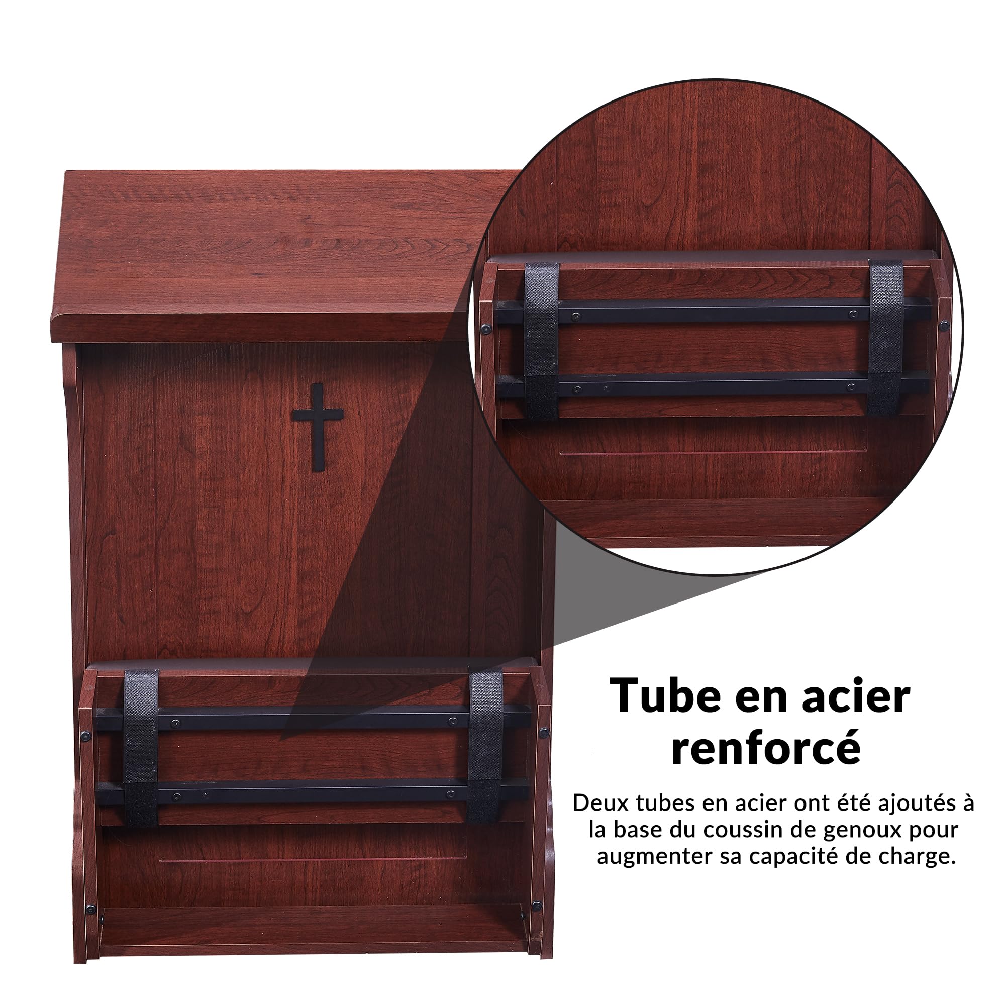 Banc de prière avec Coussin, Prie-Dieu en Bois pour la Maison,Chaise de prière Pliante pour s'agenouiller à l'église - Cadeaux Religieux pour Le culte et la méditation