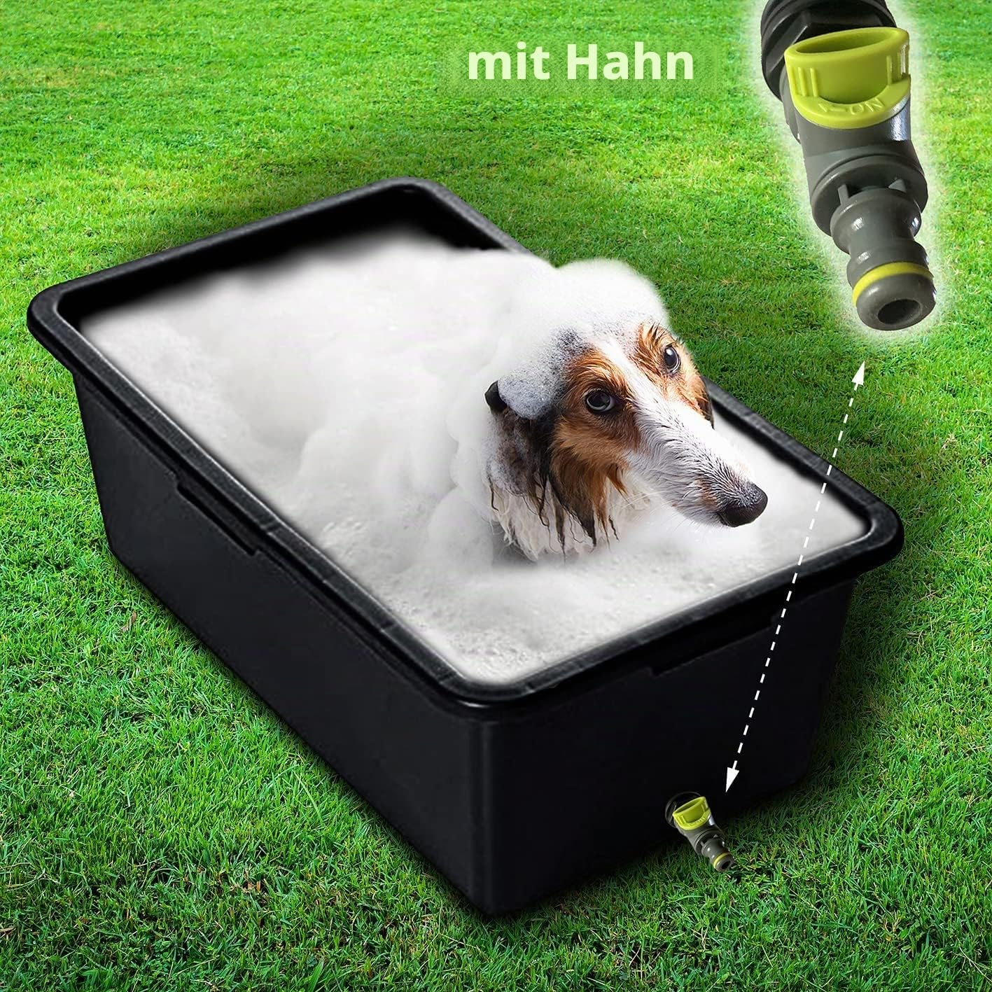 Prosper Plast Badewanne mit Ablaufventil für Hunde und Katzen, Haustierplanschbecken mit Wasserhahn, Kunststoff-Hundepool, 4 Größen (90 l; 78 x 48 x 31 cm)