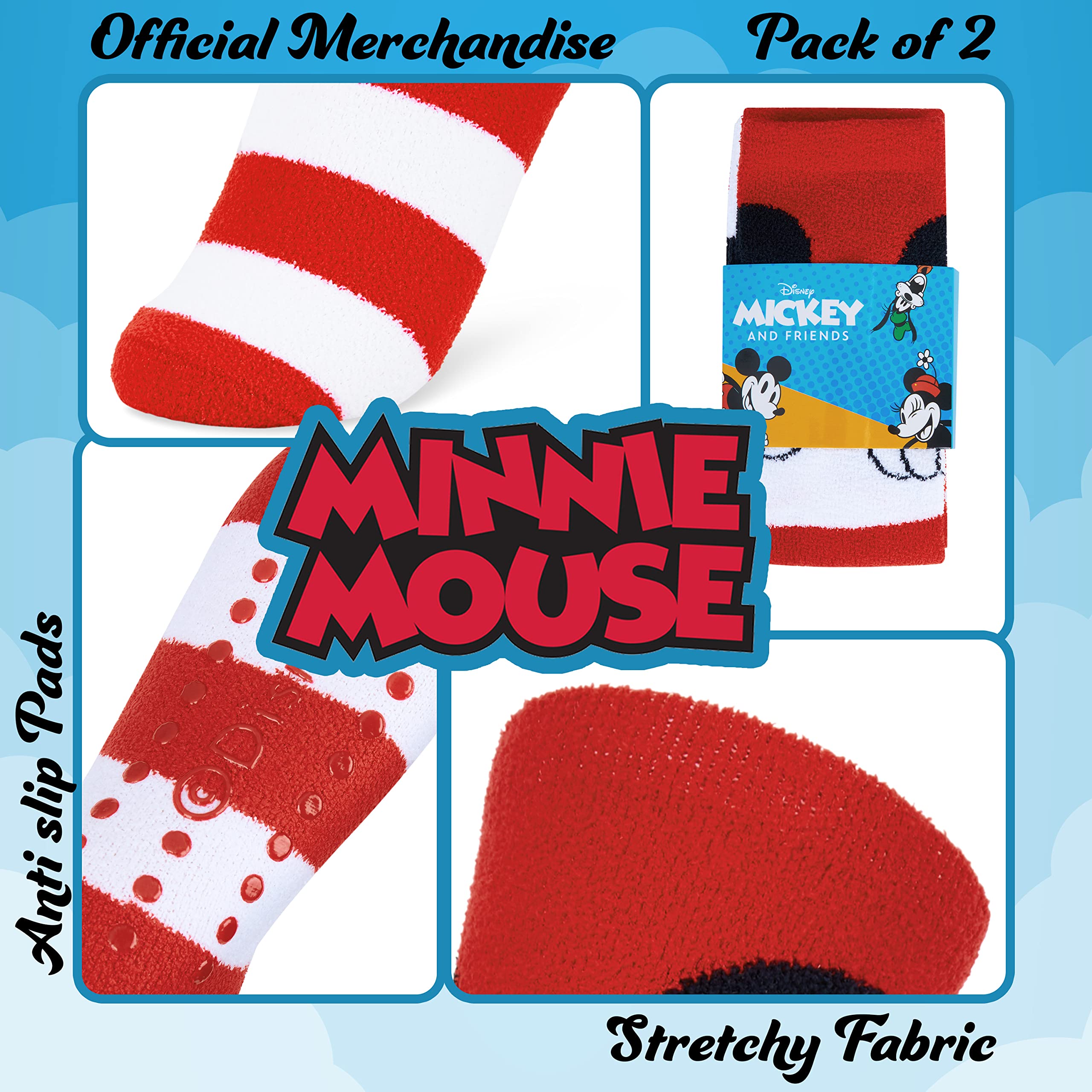 Disney Calze Donna a Pantofola - Set 2 Paia Calzini Antiscivolo Invernali Stitch Topolino Minnie Baby Yoda