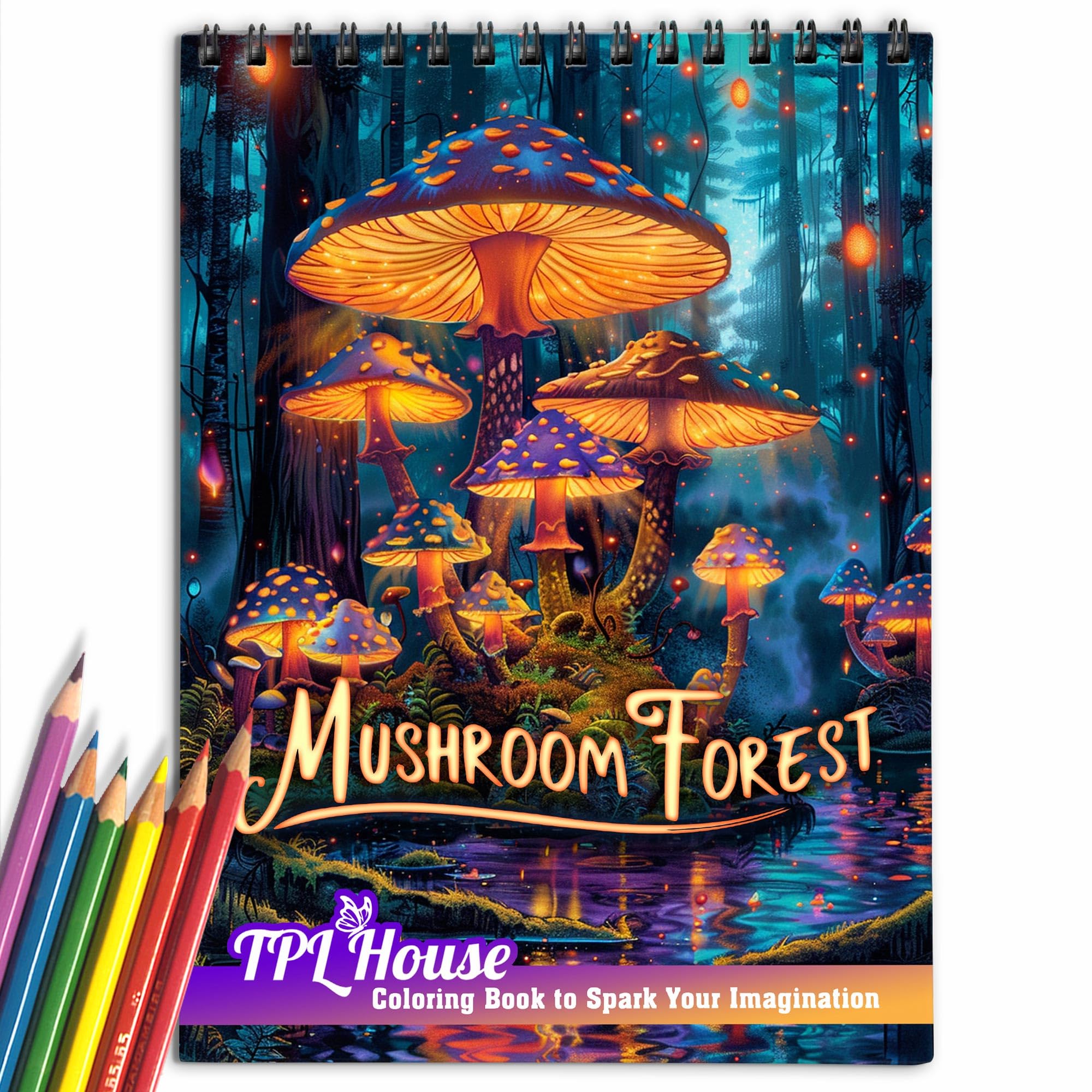 Amazon.com: TPLHOUSE Mushroom Forest Coloring Book for Adults, Soft Cover, Spiral Bound Edition ...
