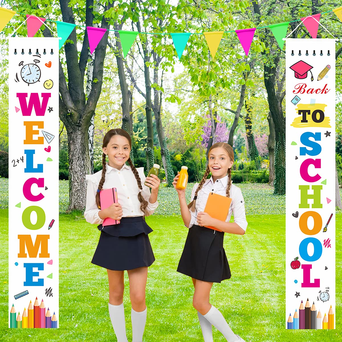 Set De 13 Carteles Decorativos Para Aula - Pancarta 100x25 Cm + 12 Pósters Pequeños, Mensajes Motivadores, Colores Vivos