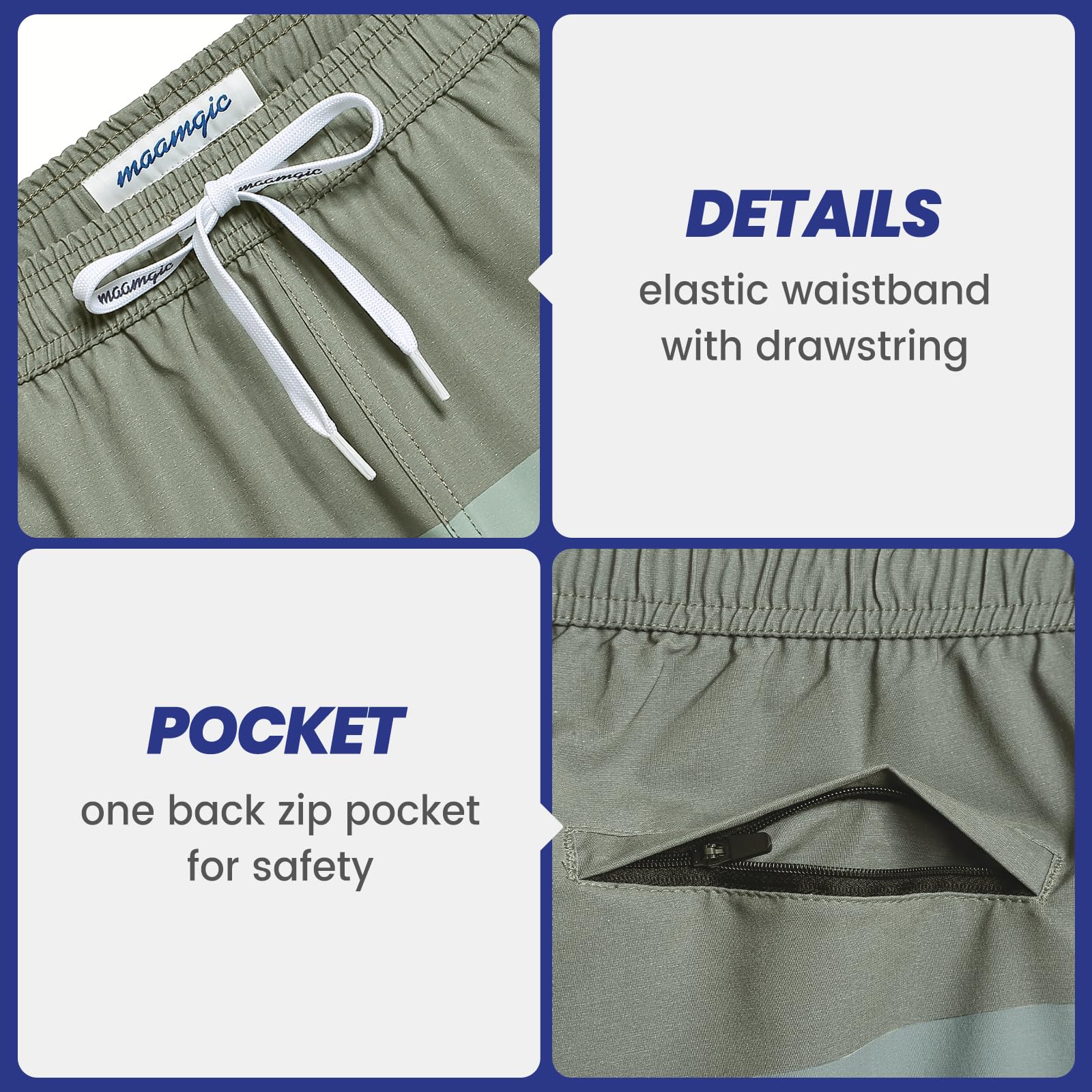 MaaMgic 7" Bañador Elastico Hombre de Natación Estiramiento de 4 vías Secado Rápido Interior de Malla Traje de Baño Deportivos 4-Way Stretch — view 4