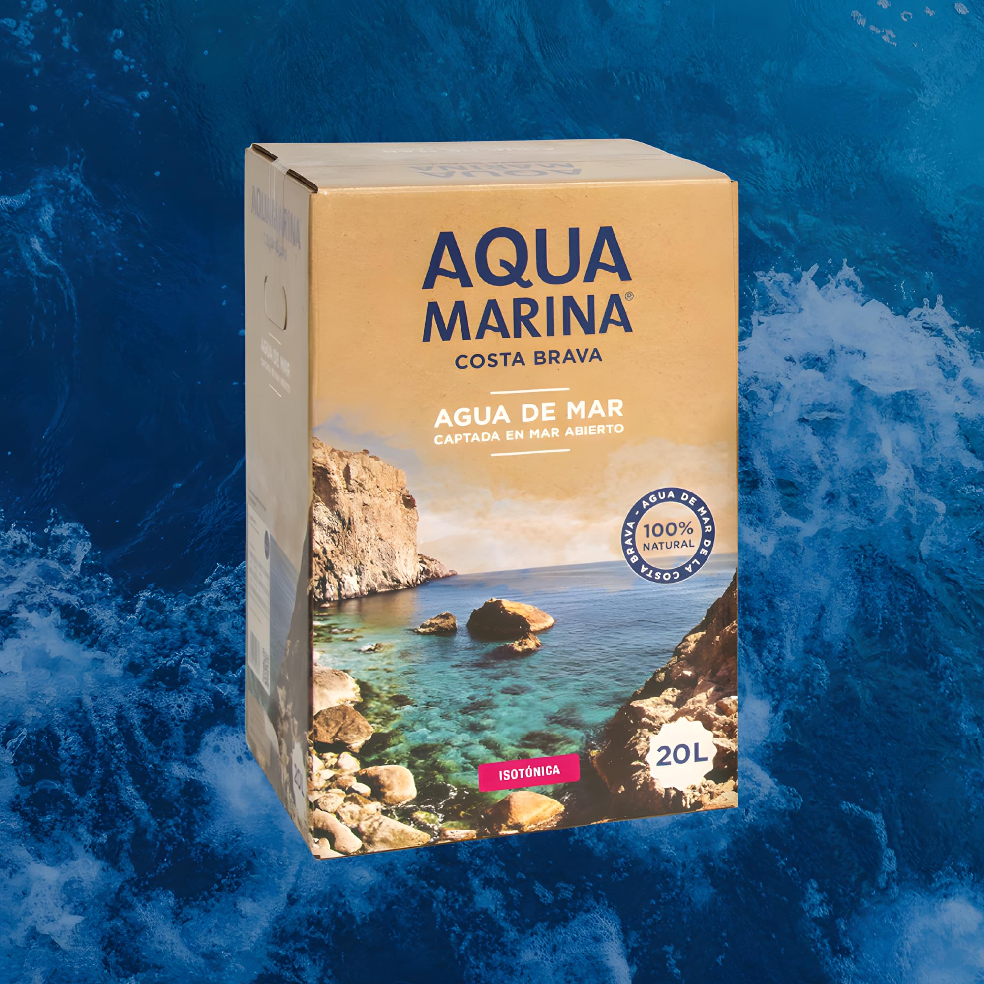 AQUAMARINA COSTA BRAVA - Agua de Mar Isotónica 100% Natural Hidratación Deportiva y Bienestar Calidad Mediterránea (1, Bag-in-Box 20 LITROS)