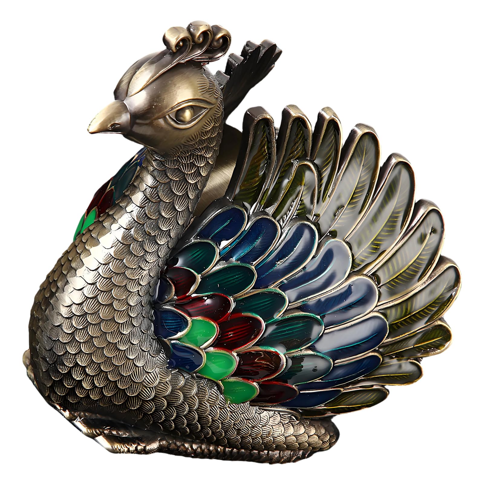 HZBB Metal Ashtray Peafowl Shape Ashes Container Practical Windproof Ashes Holder with Lid for Housewarming Gift Tabletop Decors Windproof Ashtray