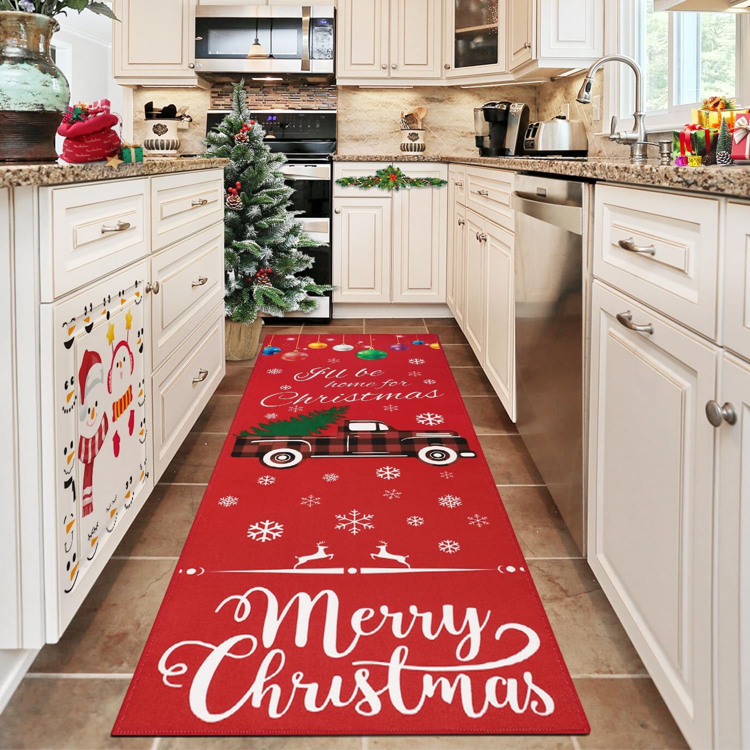 Capslpad Christmas Runner Rug for Hallway 24"x71" Non Slip Christmas Rug Runner