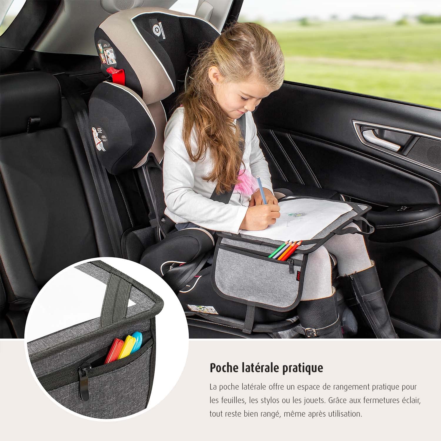 reer TravelKid Play Tapis de coloriage imperméable anti-taches gris voyage léger stable