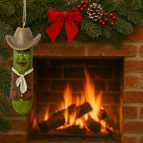 Miniatura 7 de Jolly Pickle - Adorno festivo para árbol de Navidad, figura de resina de 4 pulgadas, decoración navideña, regalo divertido ideal para intercambio de